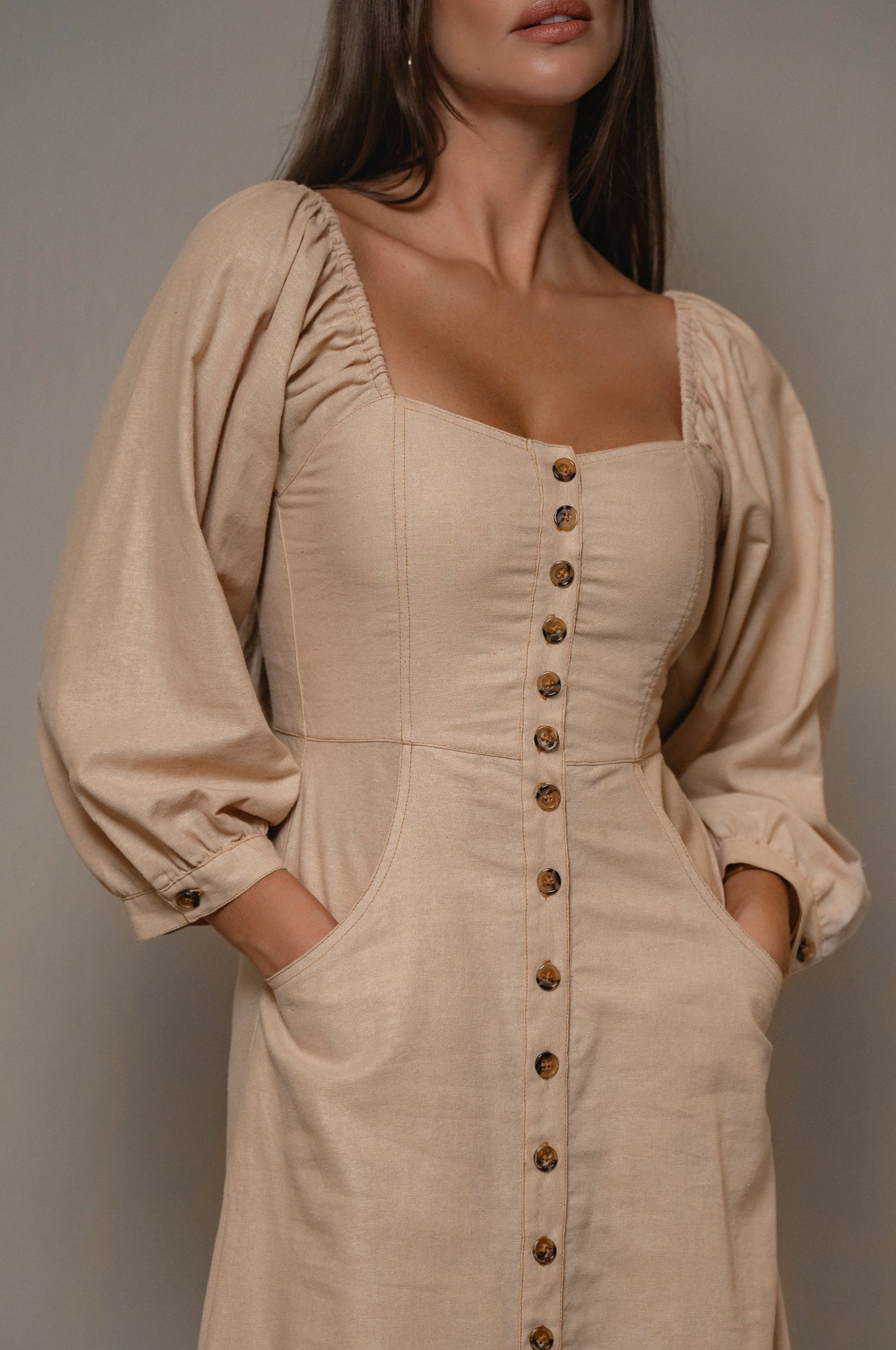 Avrille Button Down Long Sleeve Dress