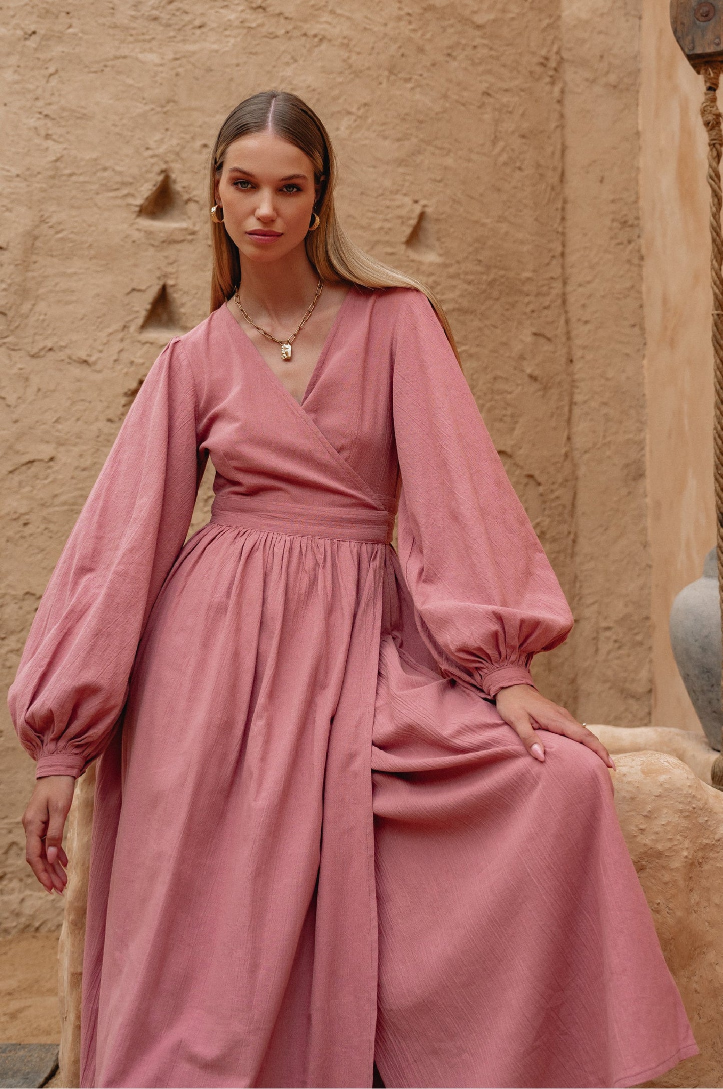 Elise Long Sleeve Wrap Dress
