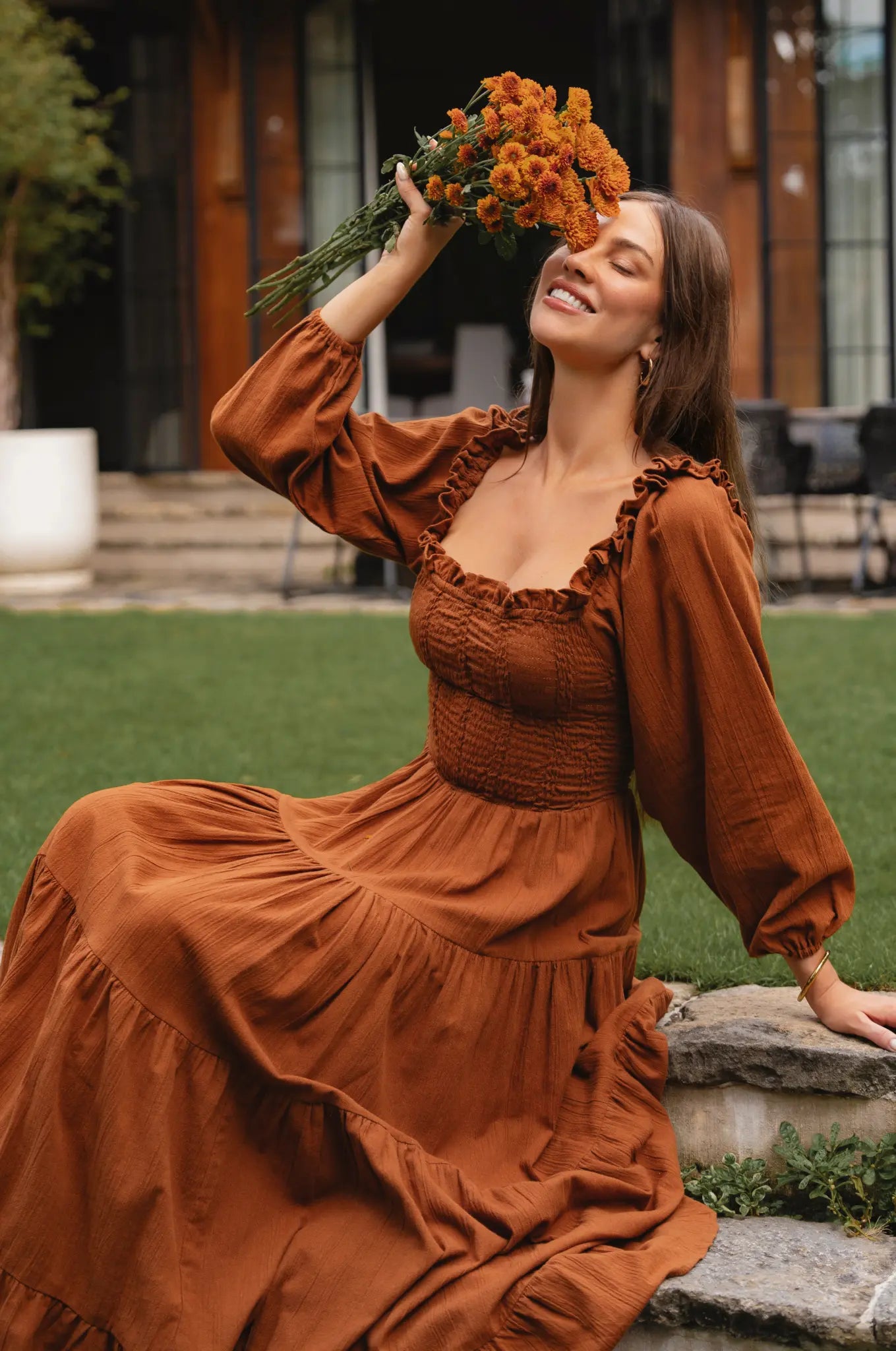 Eva Tiered Linen Midi Dress