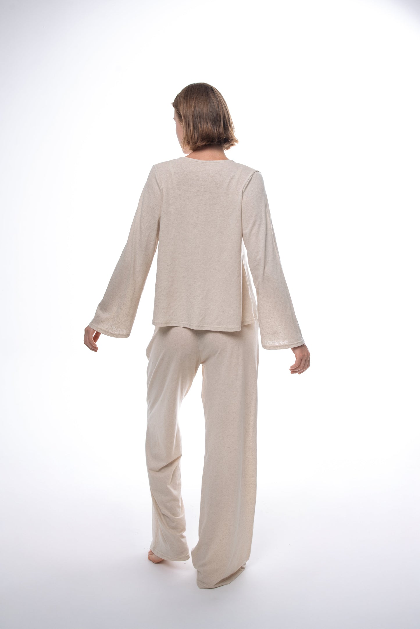 Iris Organic Cotton-Linen Palazzo Pyjama Pants