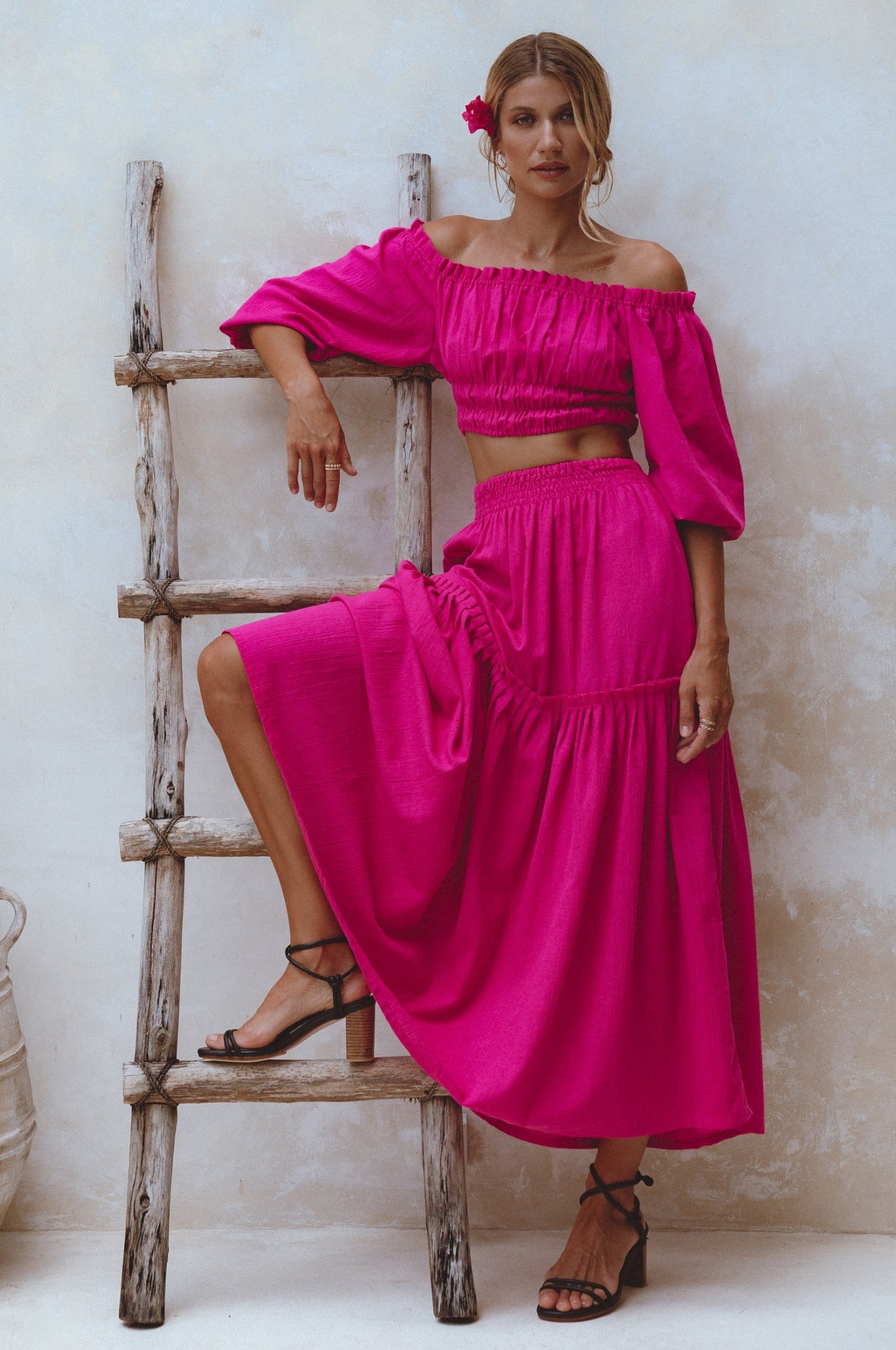Araminta Boho Linen Maxi Skirt