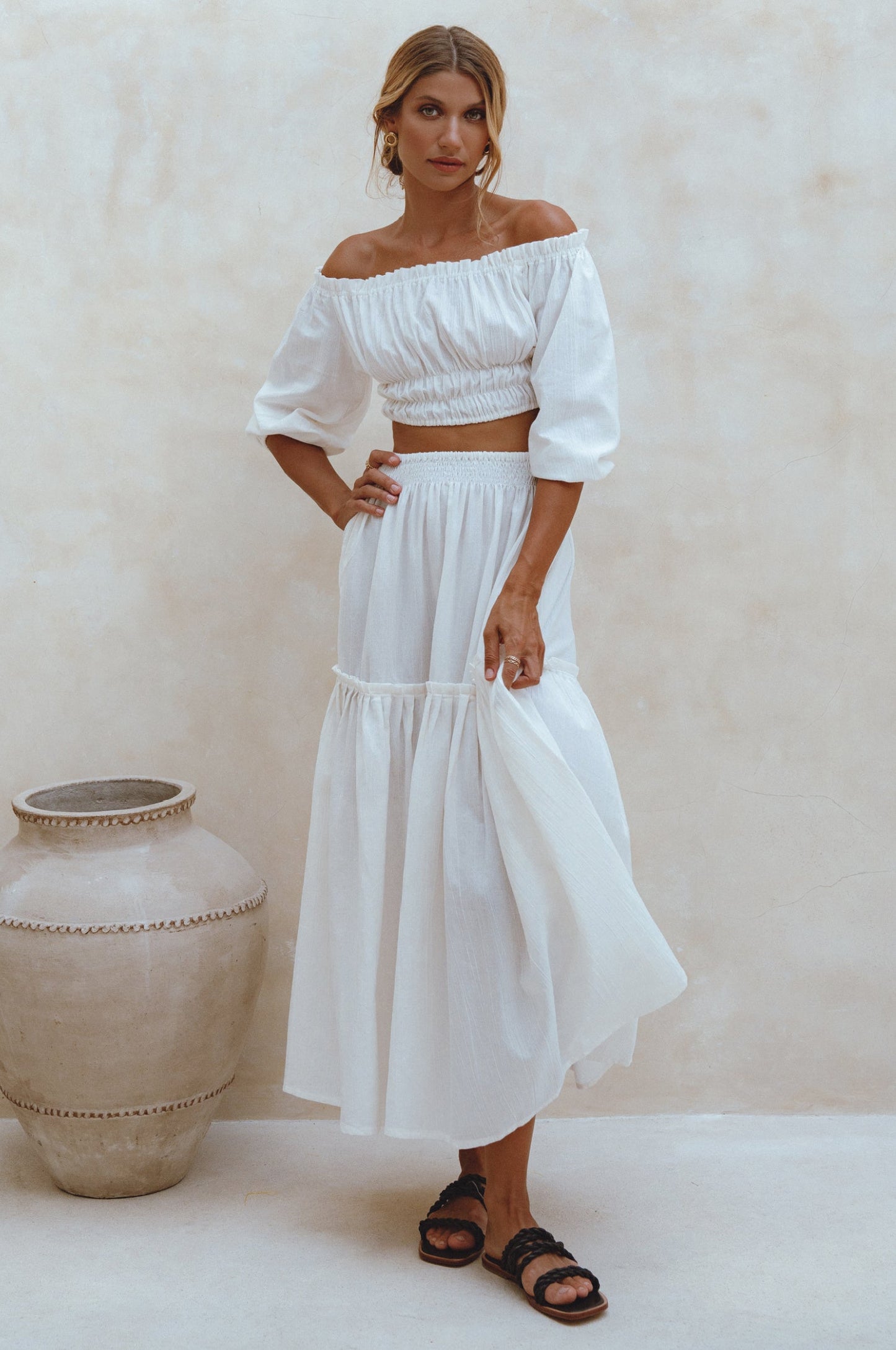 Araminta Boho Linen Maxi Skirt
