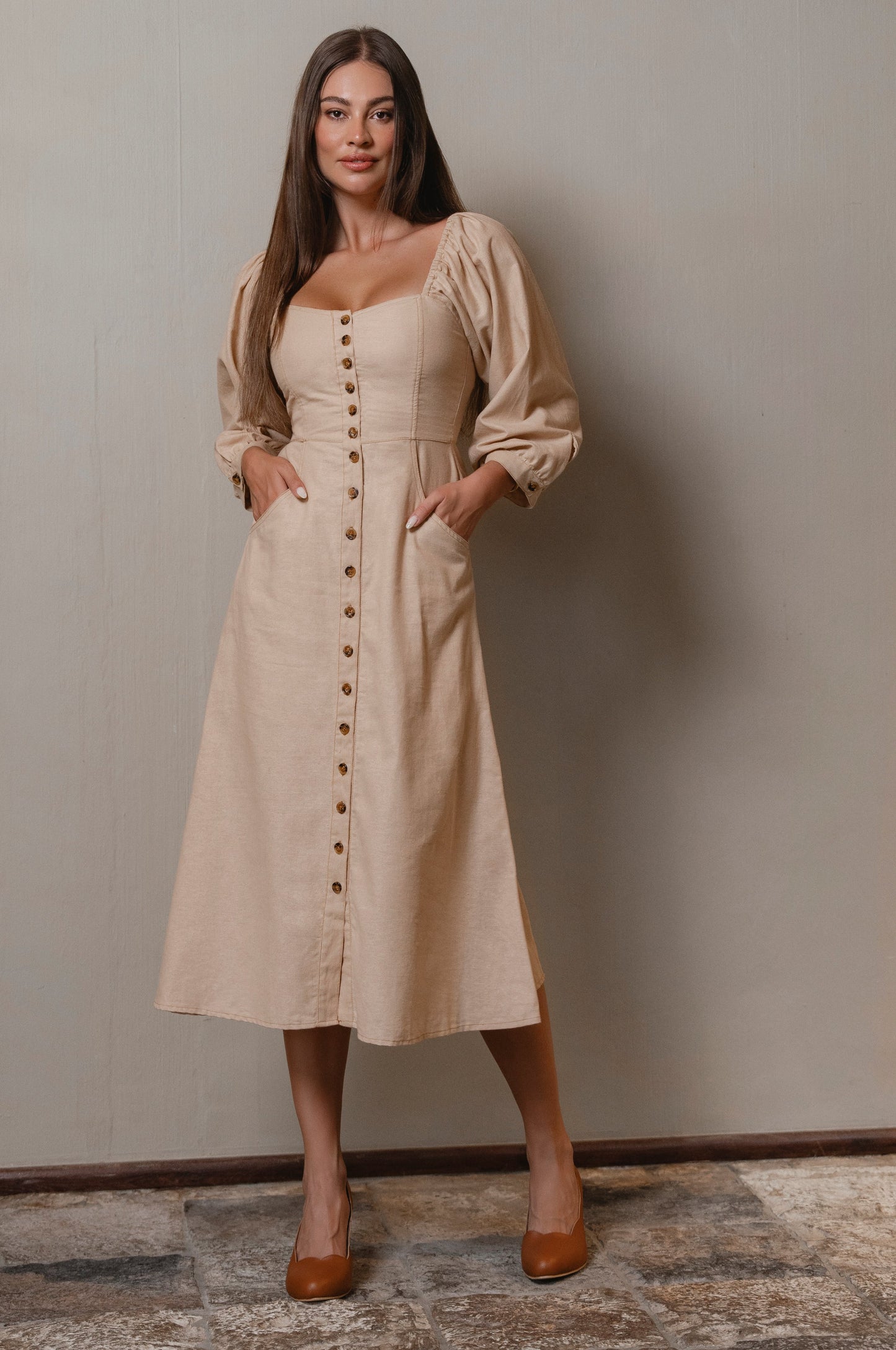 Avrille Button Down Long Sleeve Dress
