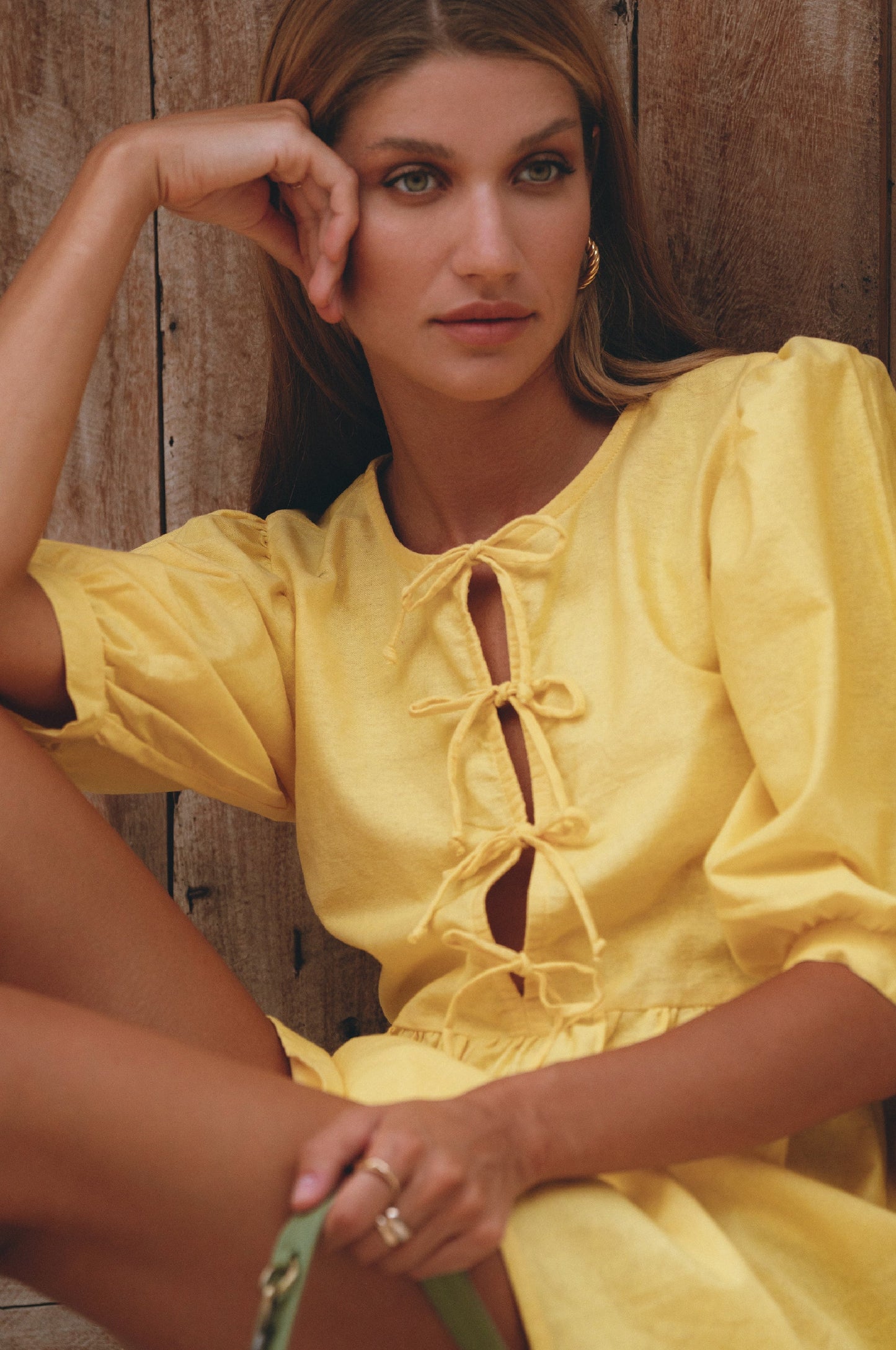 Fleurette Puff Sleeve Linen Mini Dress