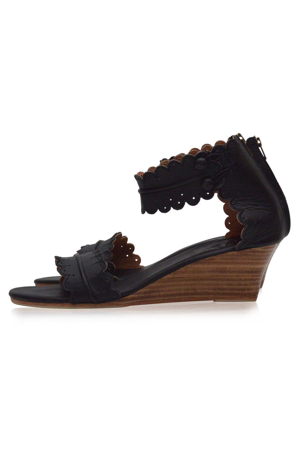 Jessamine Wooden Wedge Leather Sandals