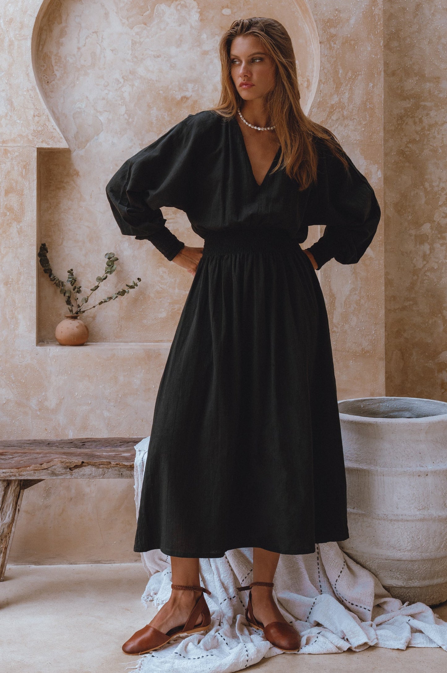 Carly Long Sleeve Linen Dress
