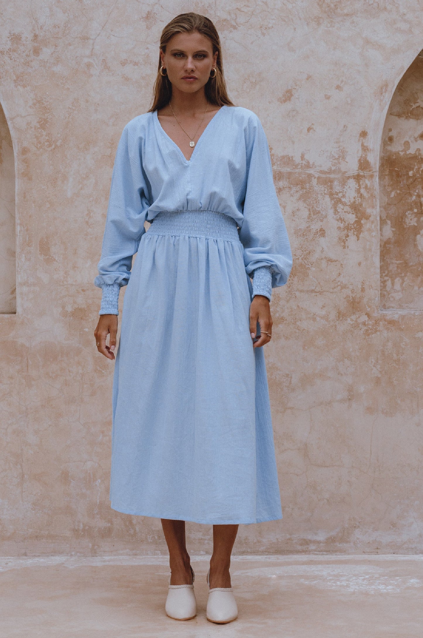 Carly Long Sleeve Linen Dress