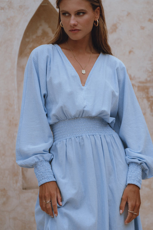 Carly Long Sleeve Linen Dress