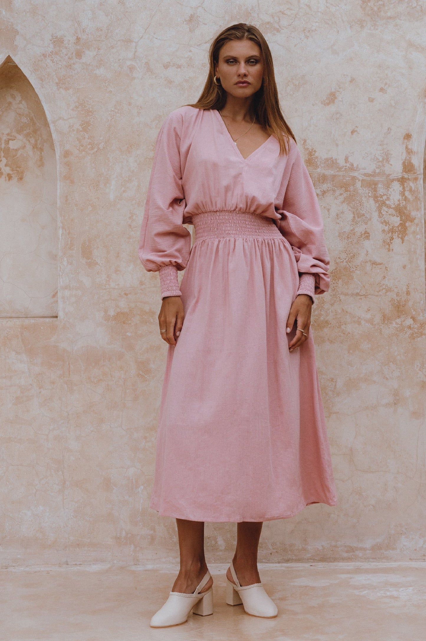 Carly Long Sleeve Linen Dress