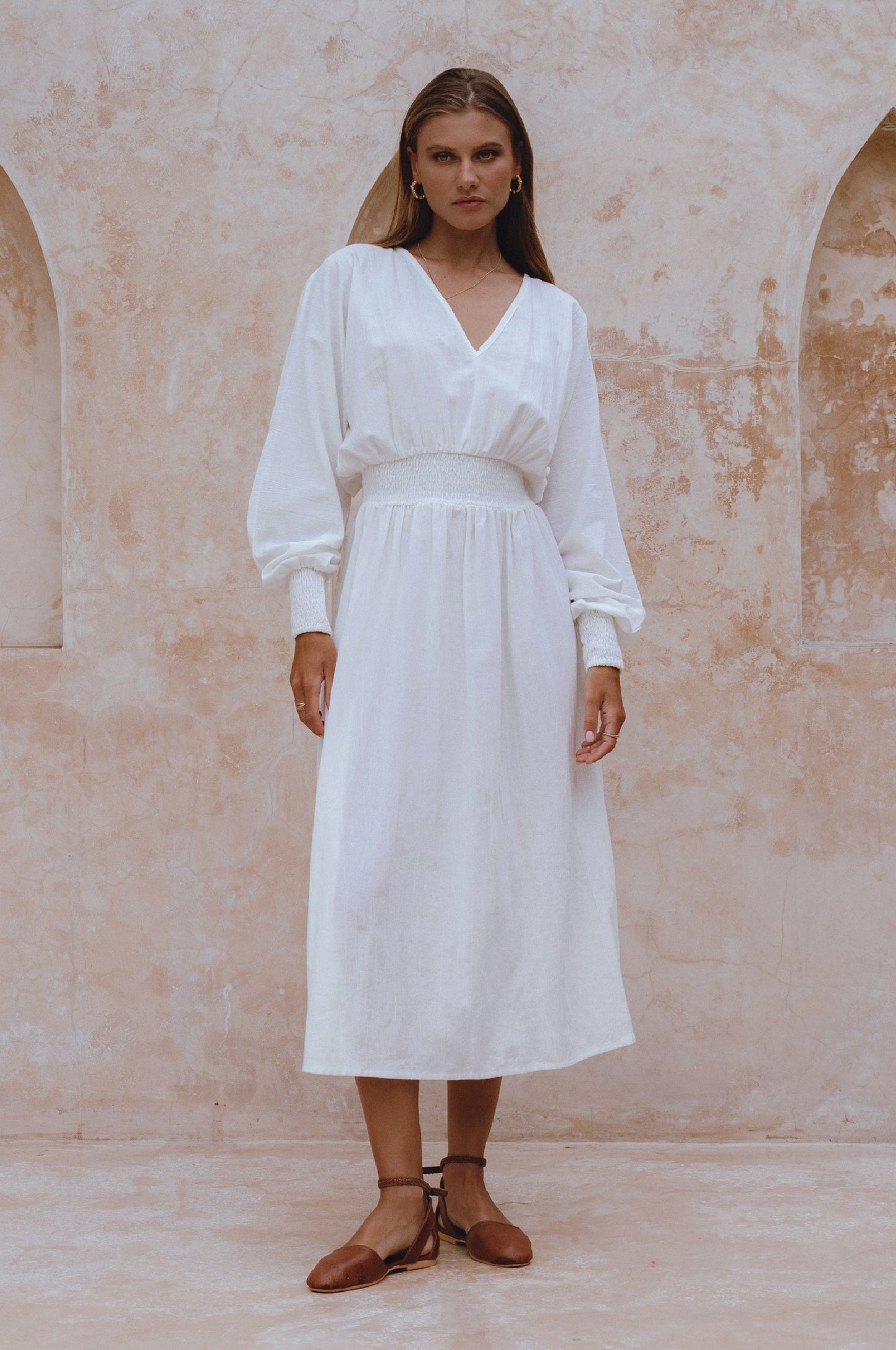 Carly Long Sleeve Linen Dress
