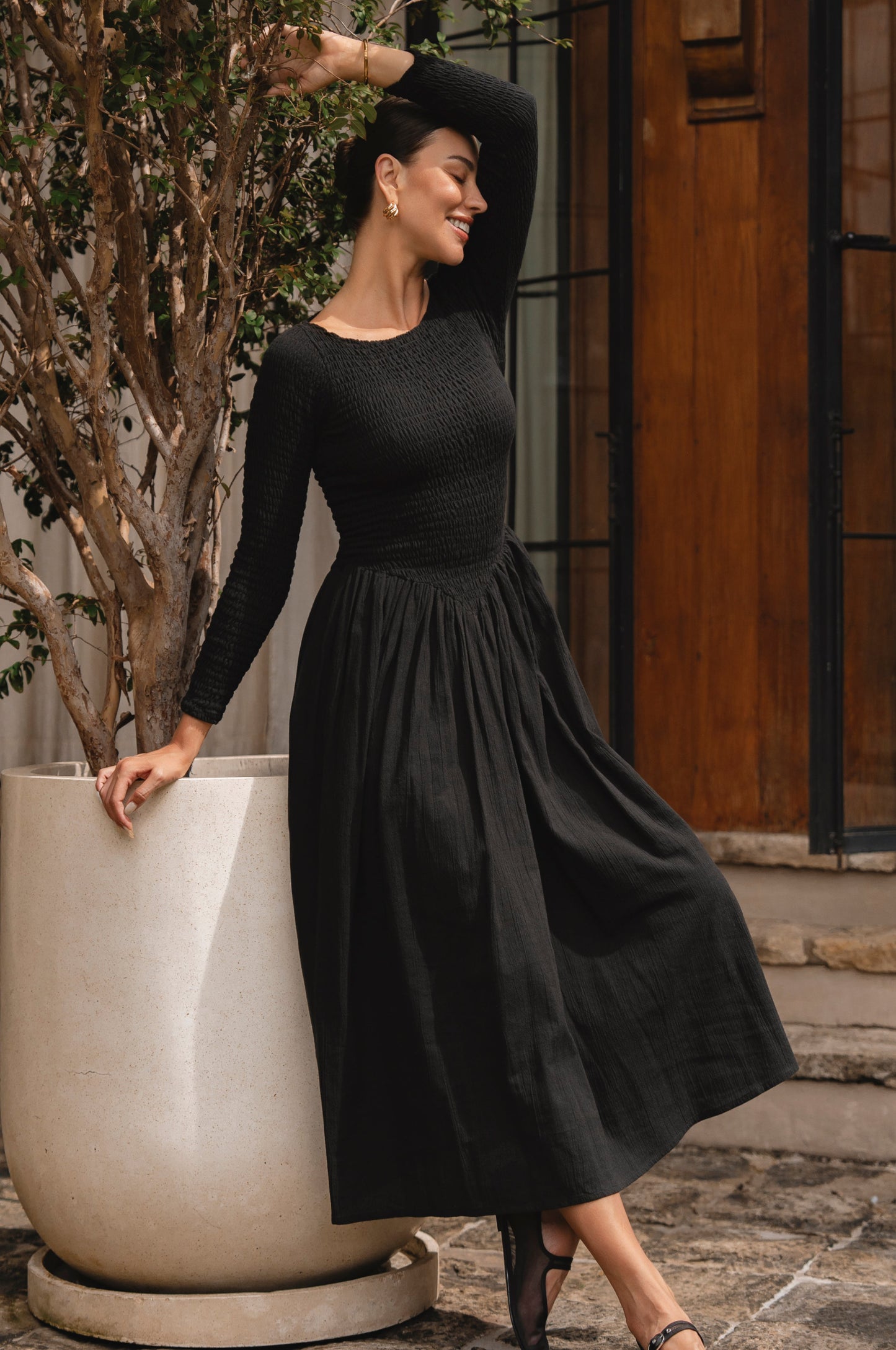 Colette Long Sleeve Smocked Dress