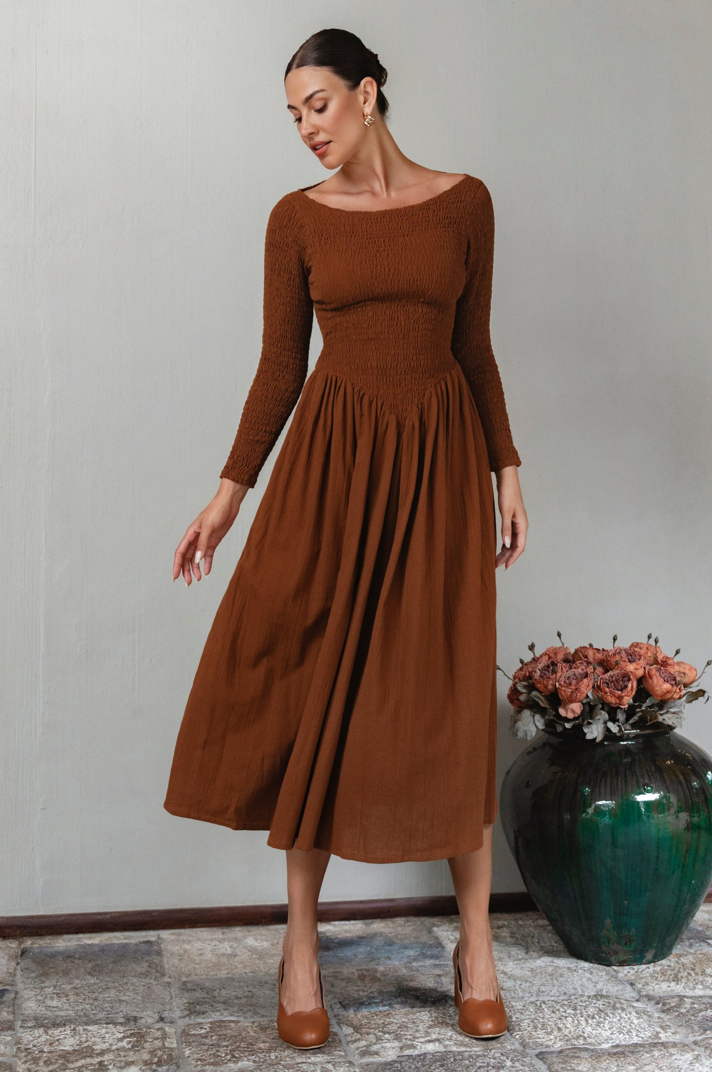 Colette Long Sleeve Smocked Dress