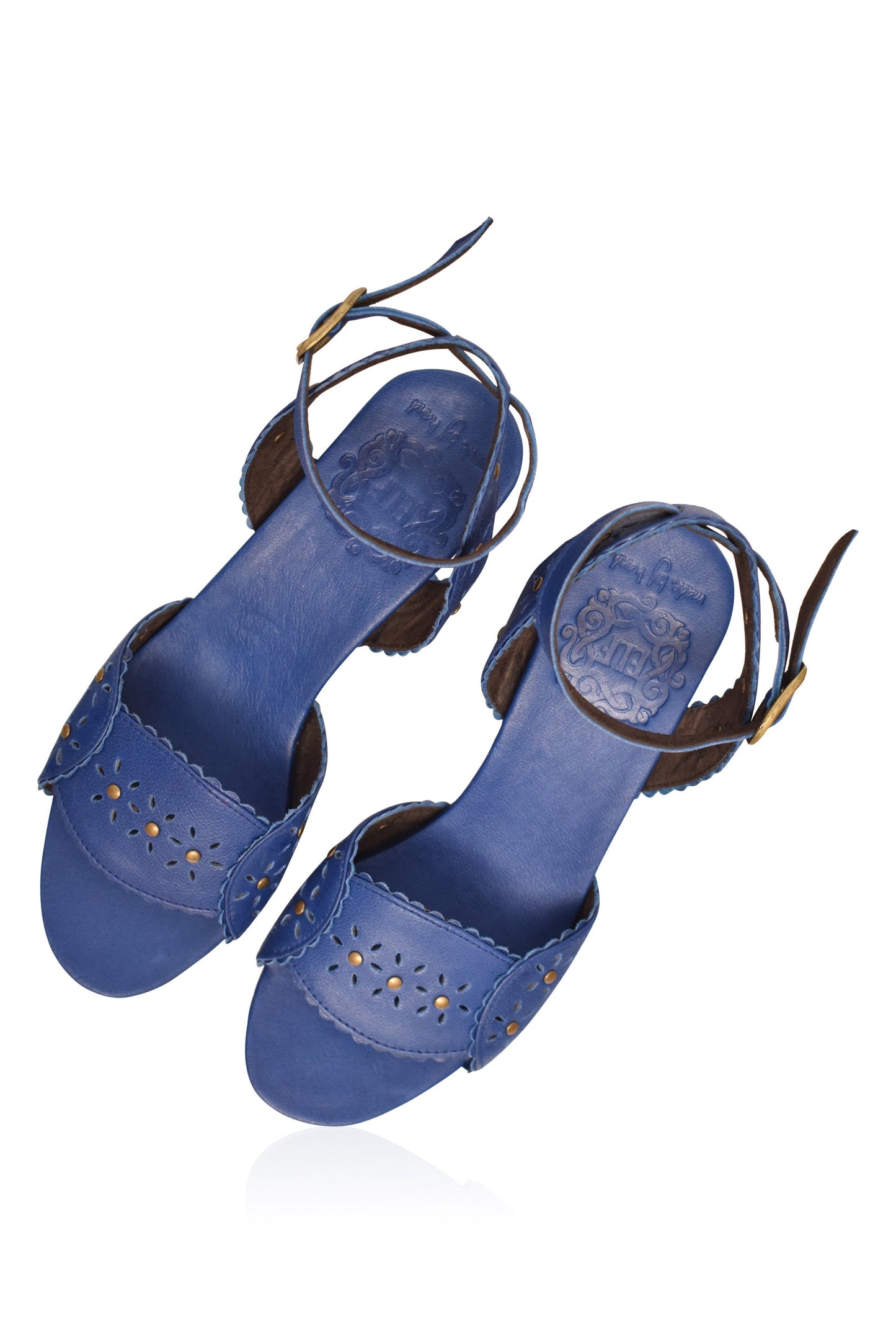 Rosabel Scalloped Leather Heel Sandals