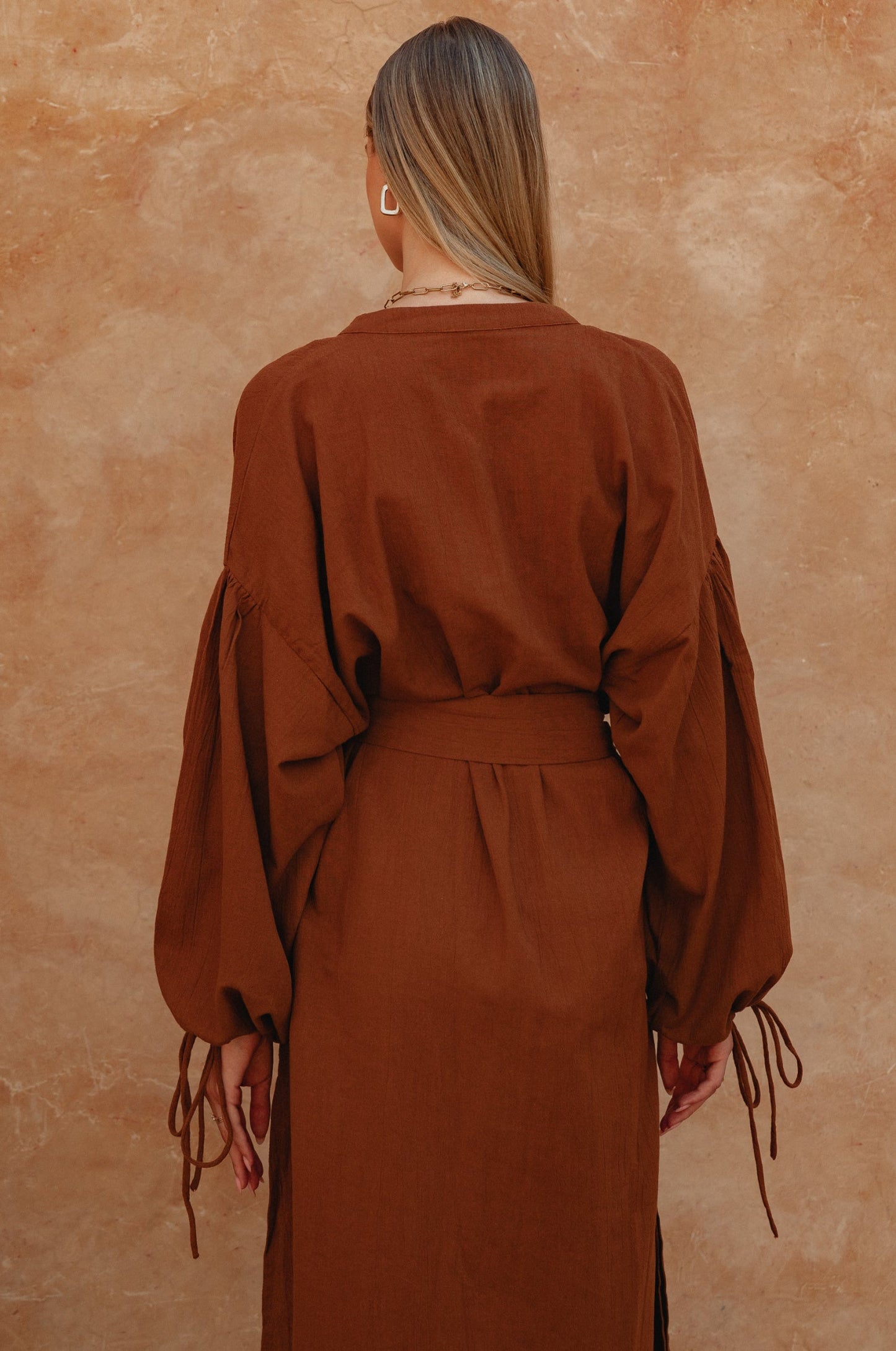 Delia Long Sleeve Linen Kimono Dress