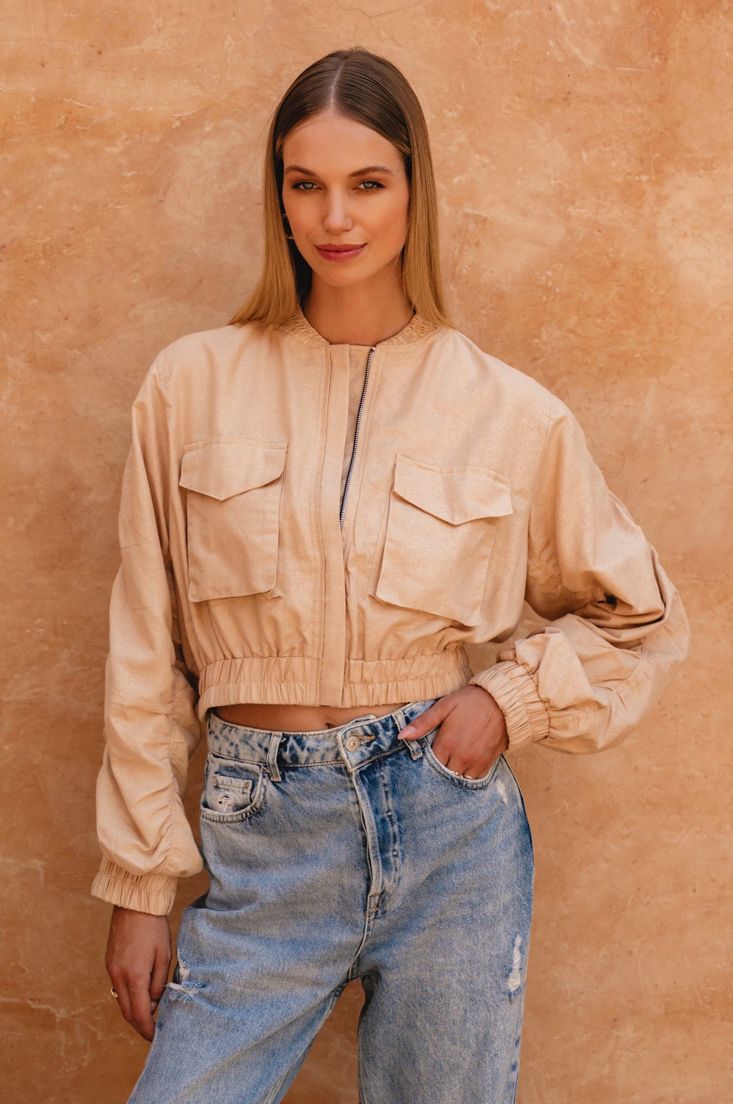 Demi Linen Bomber Jacket
