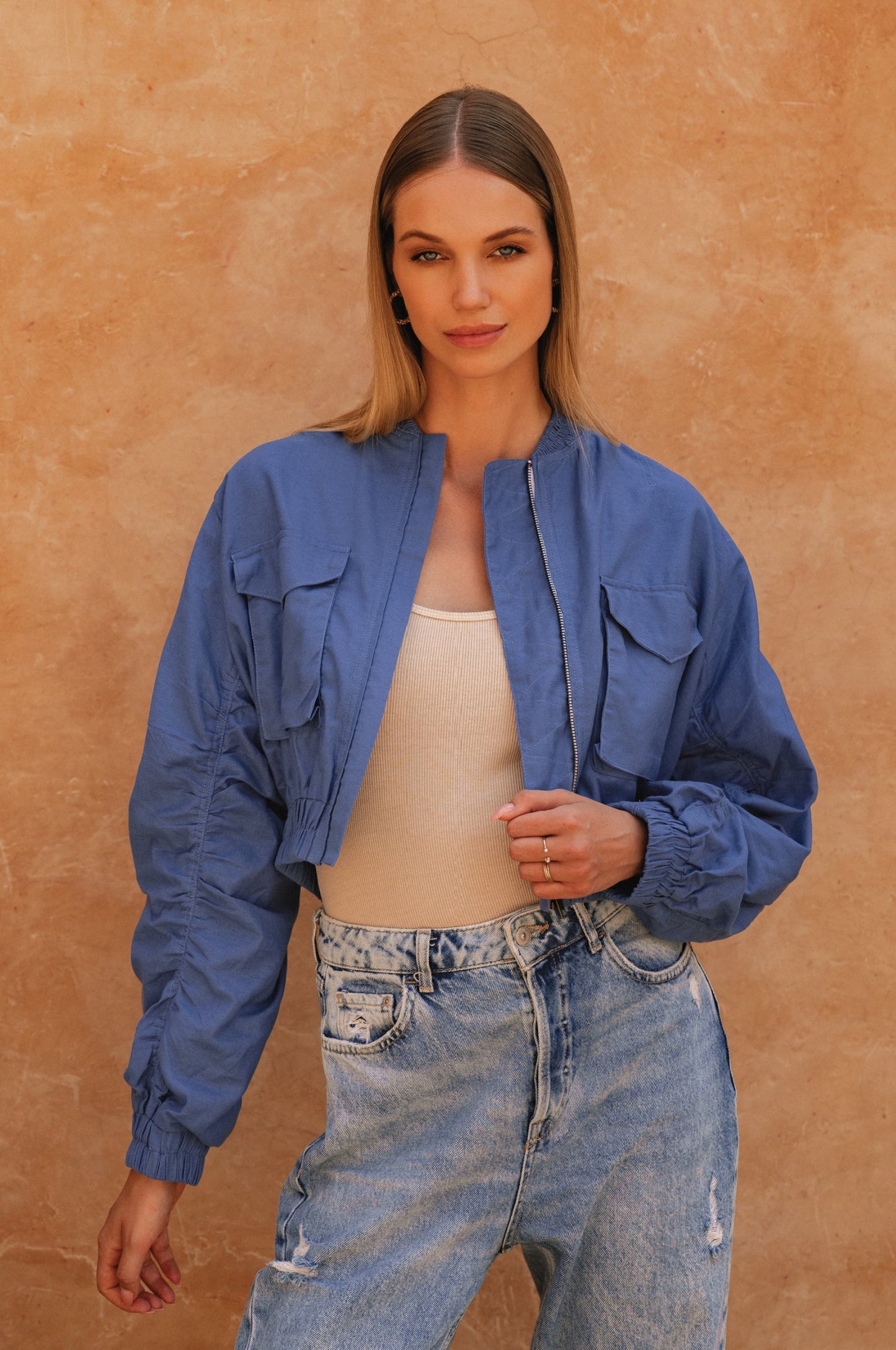 Demi Linen Bomber Jacket