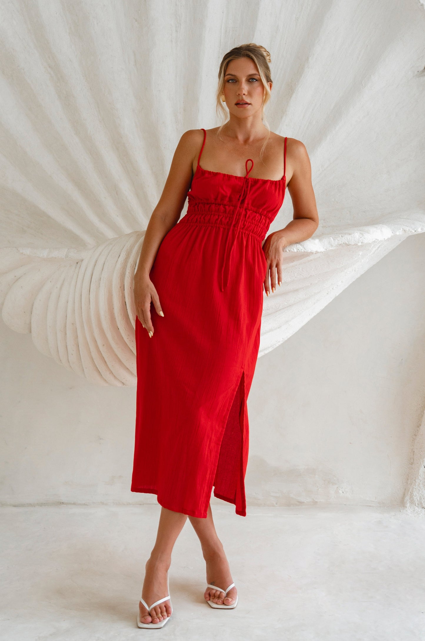 Elle Handcrafted Linen Midi Summer Dress