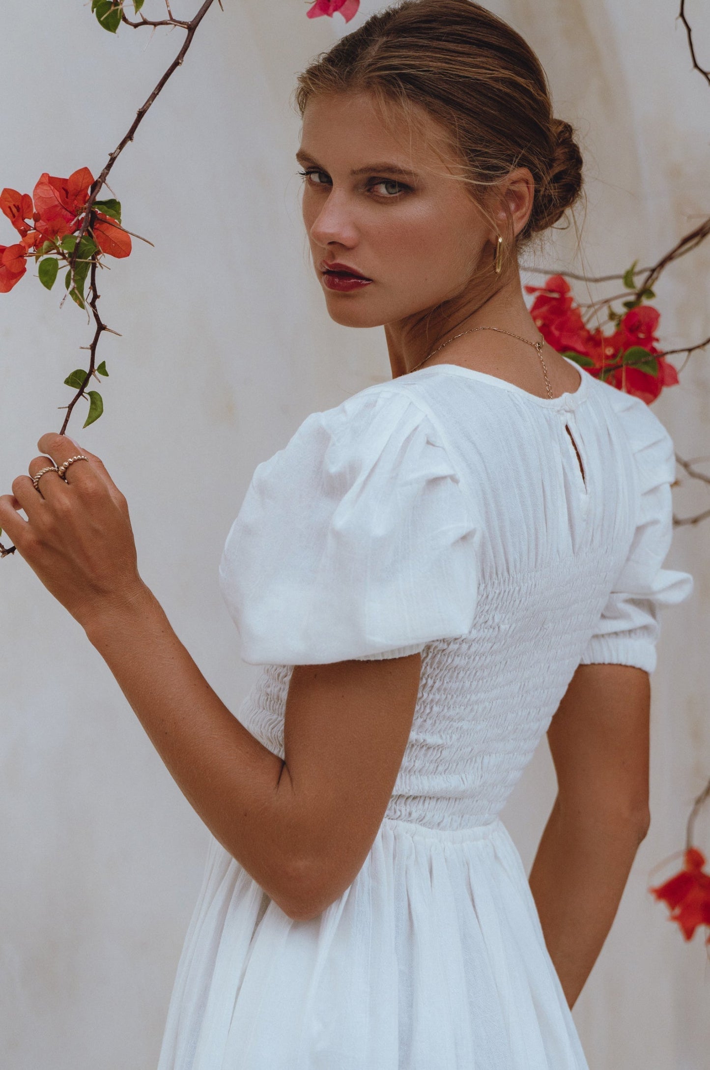 Elaisa Smocked Linen Mini Dress