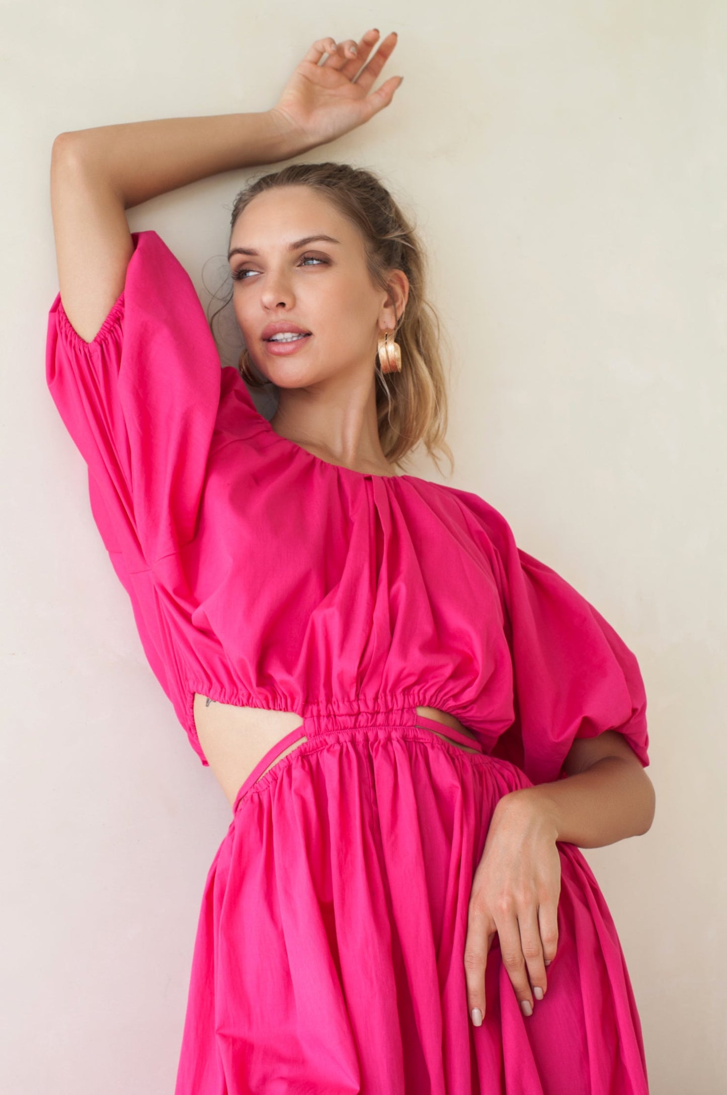 Verena Poplin Cotton Cutout Midi Dress