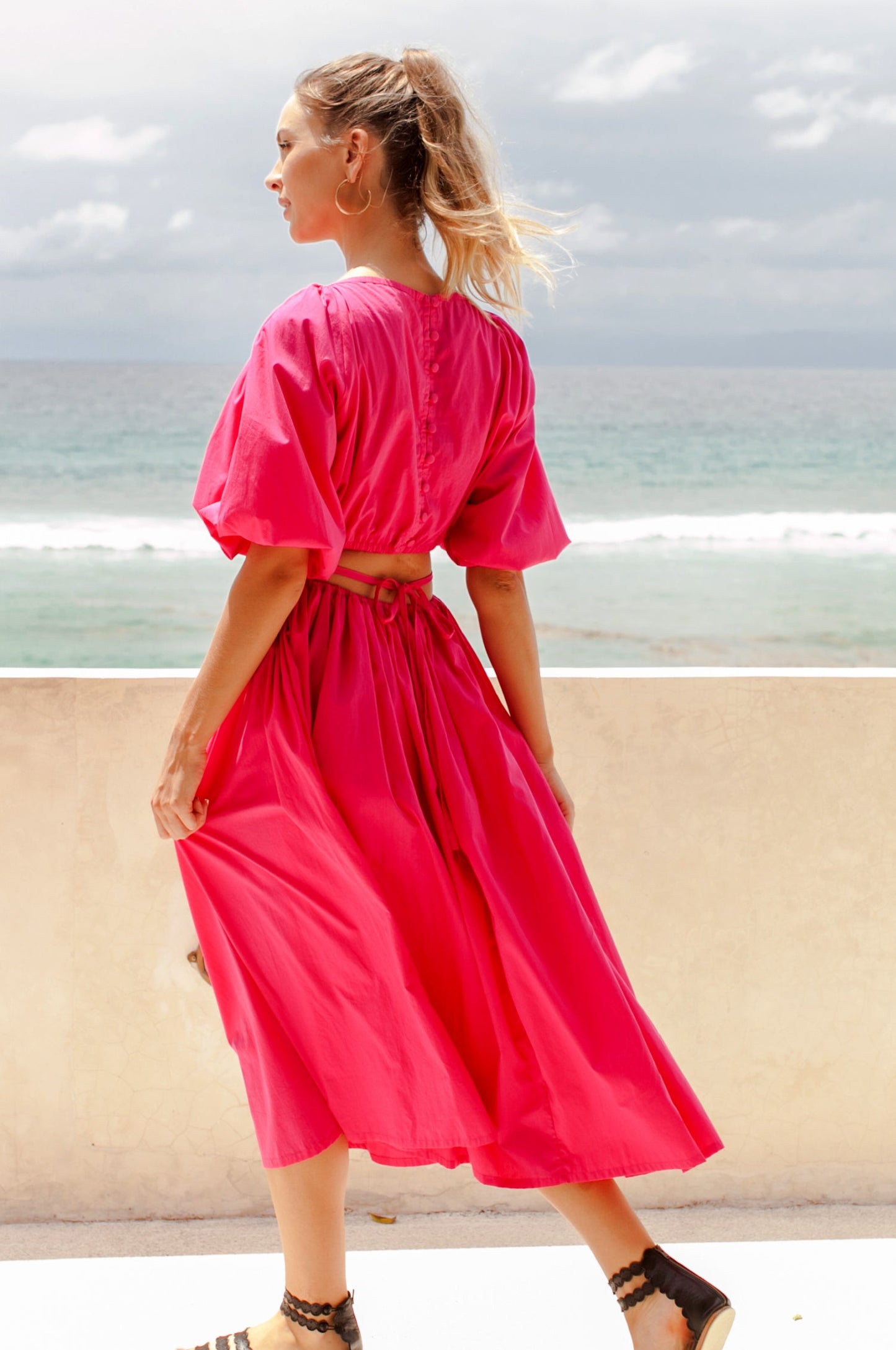 Verena Poplin Cotton Cutout Midi Dress