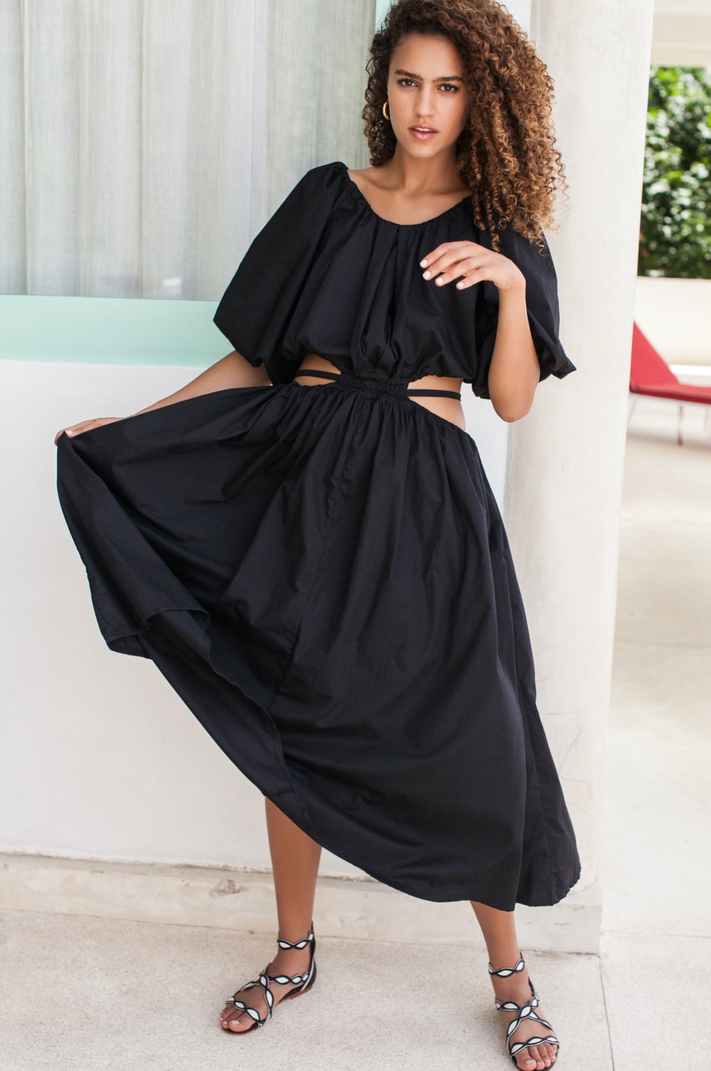 Verena Poplin Cotton Cutout Midi Dress