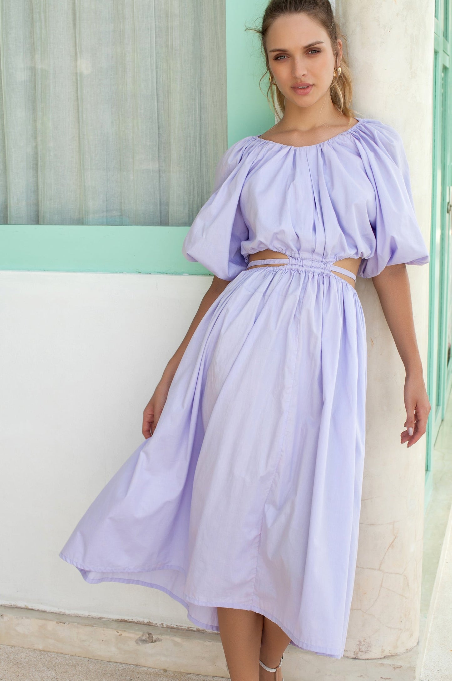 Verena Poplin Cotton Cutout Midi Dress
