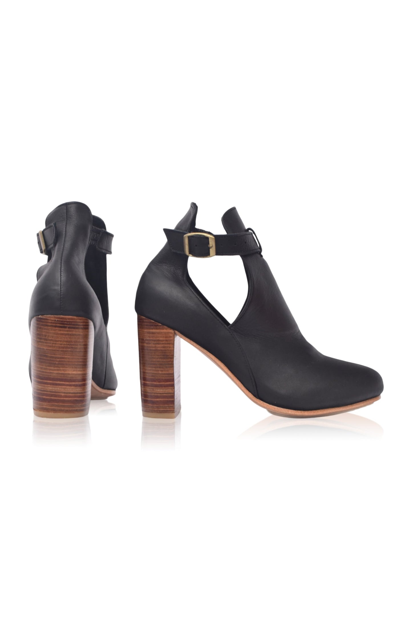 Wilda Wooden Heel Leather Booties