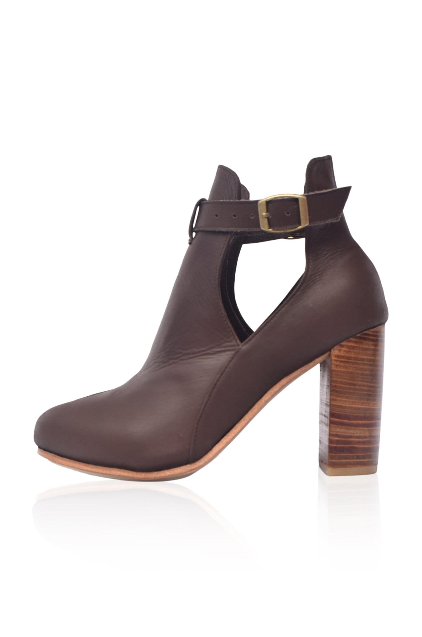 Wilda Wooden Heel Leather Booties