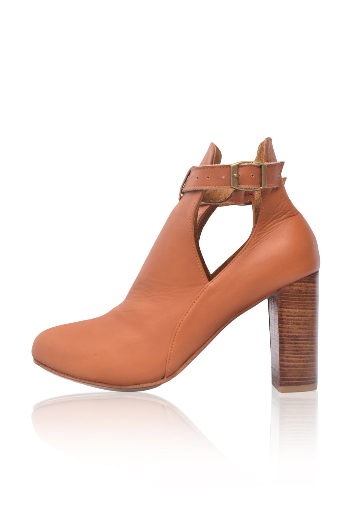 Wilda Wooden Heel Leather Booties