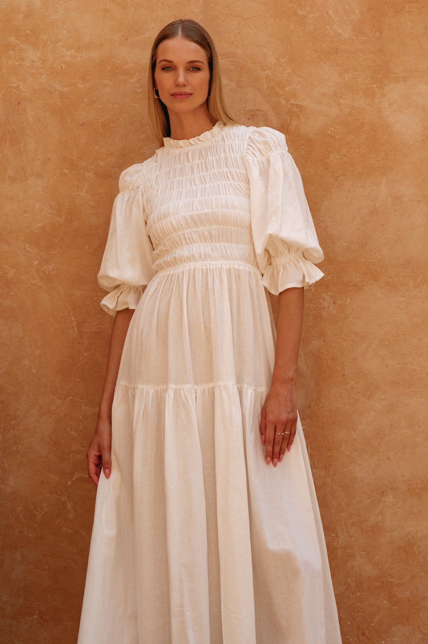 Fleur Smocked Linen Midi Dress
