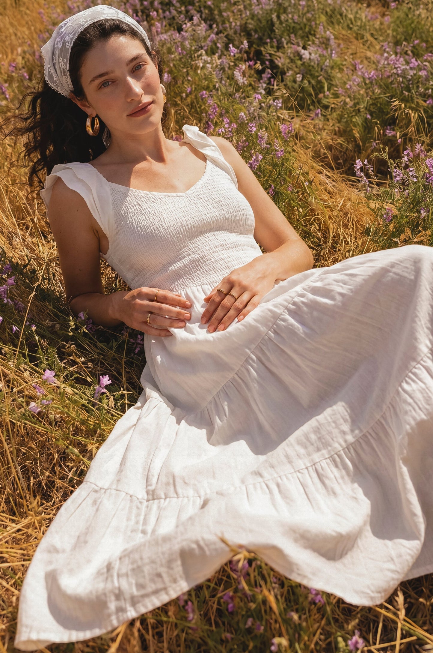 Gia Smocked Linen Midi Dress