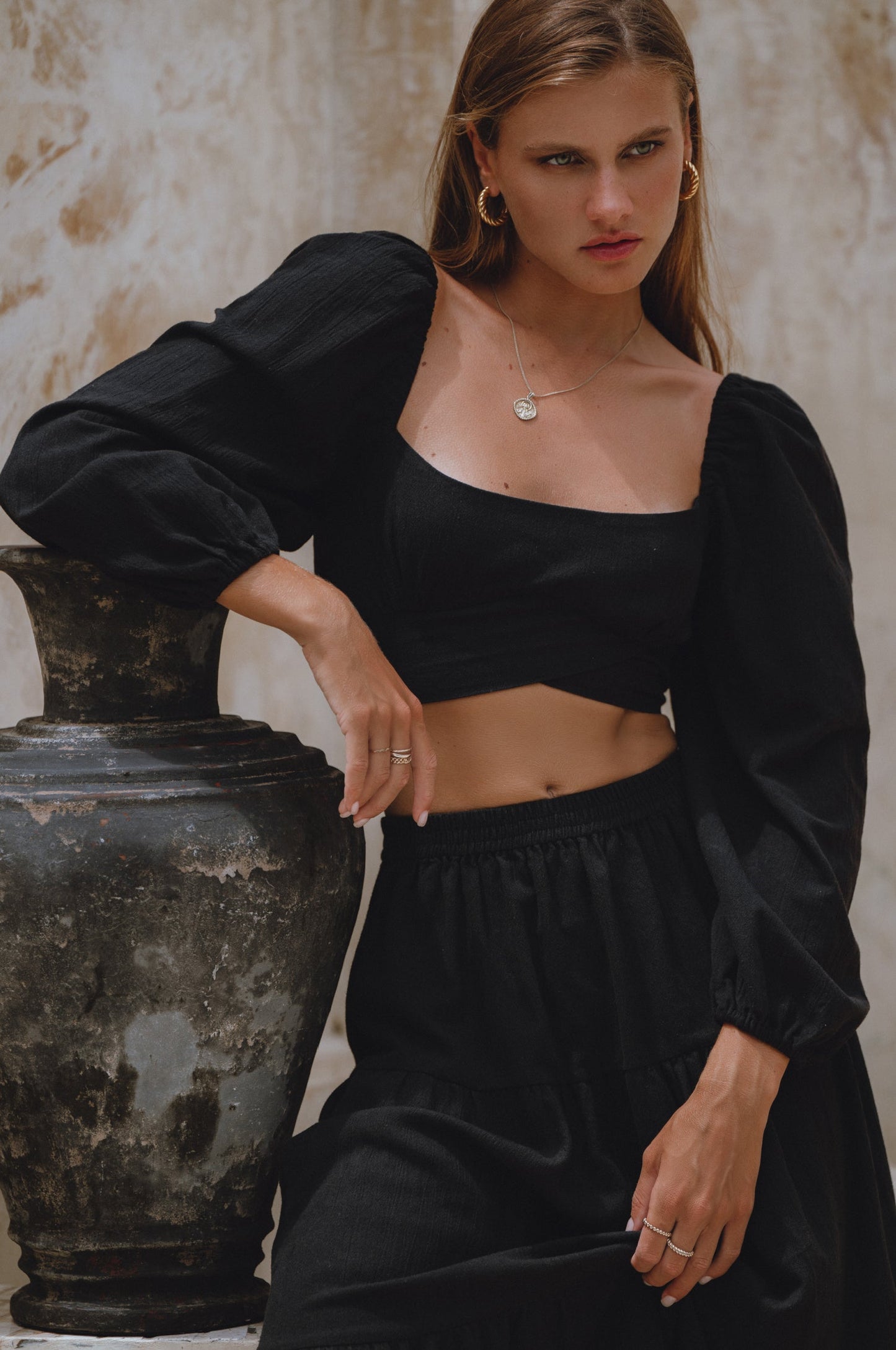 Hannah Long Sleeve Linen Top