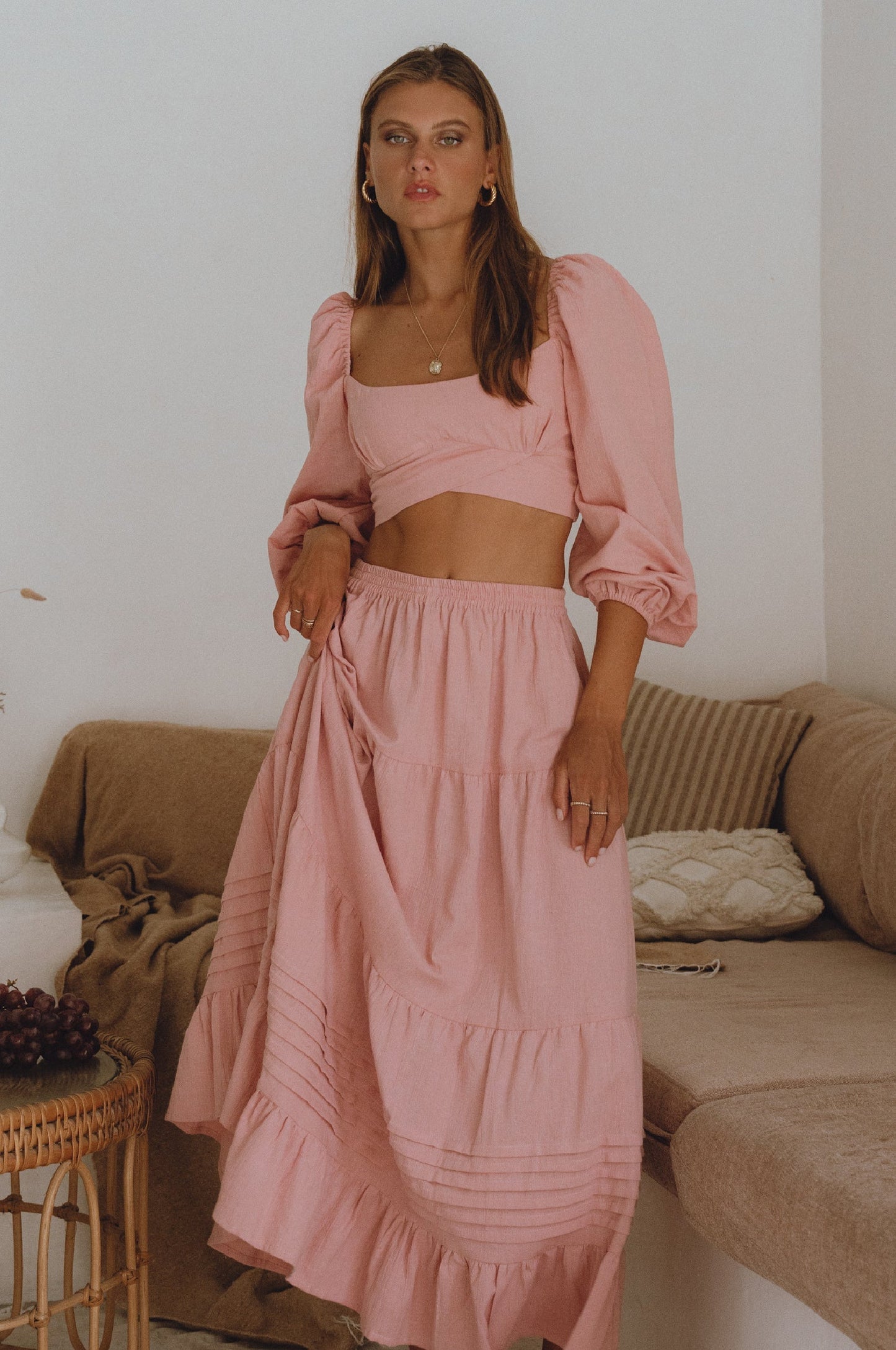 Hannah Long Sleeve Linen Top