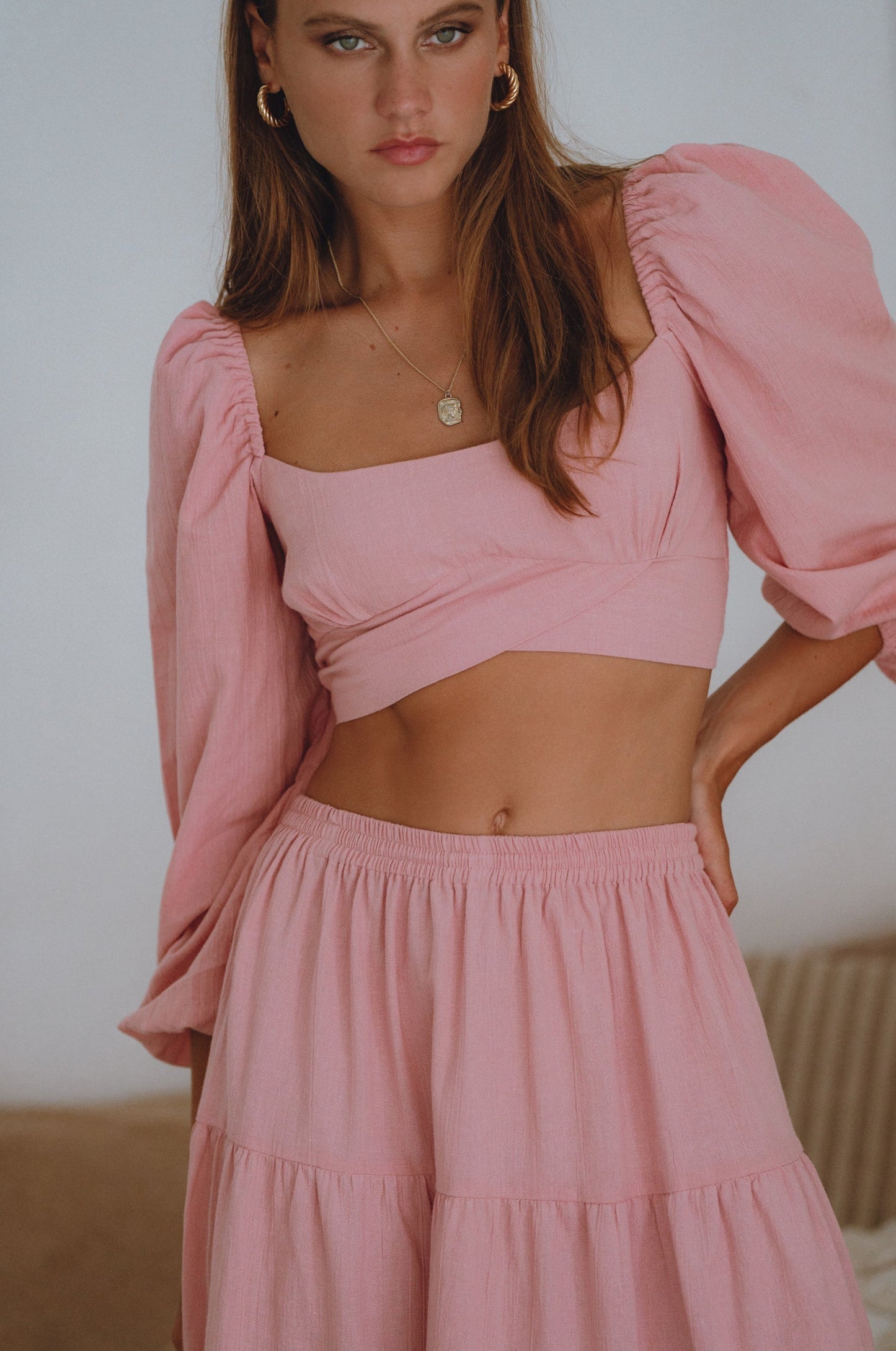 Hannah Long Sleeve Linen Top