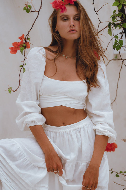 Hannah Long Sleeve Linen Top