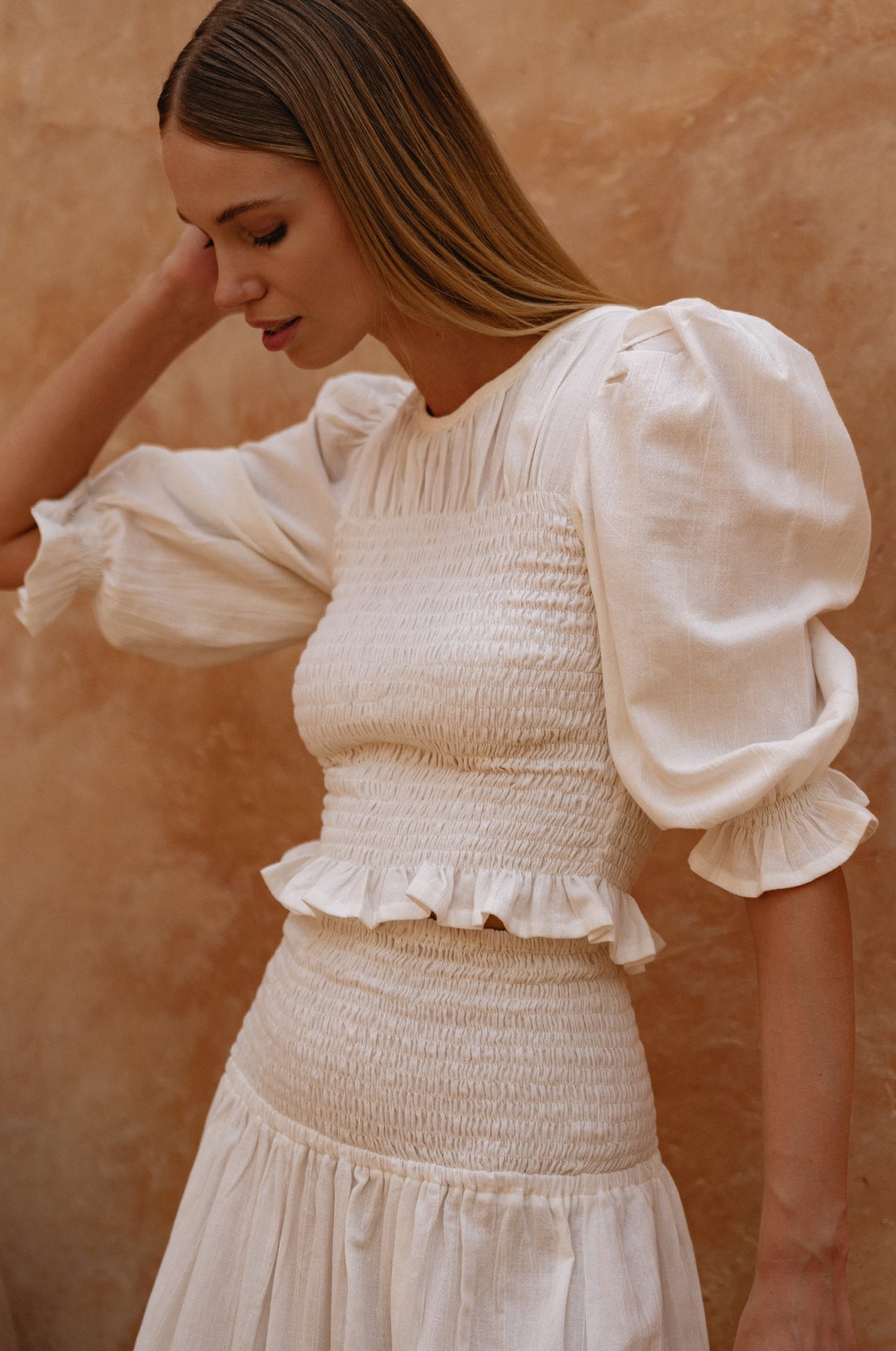 Josie Smocked Linen Top