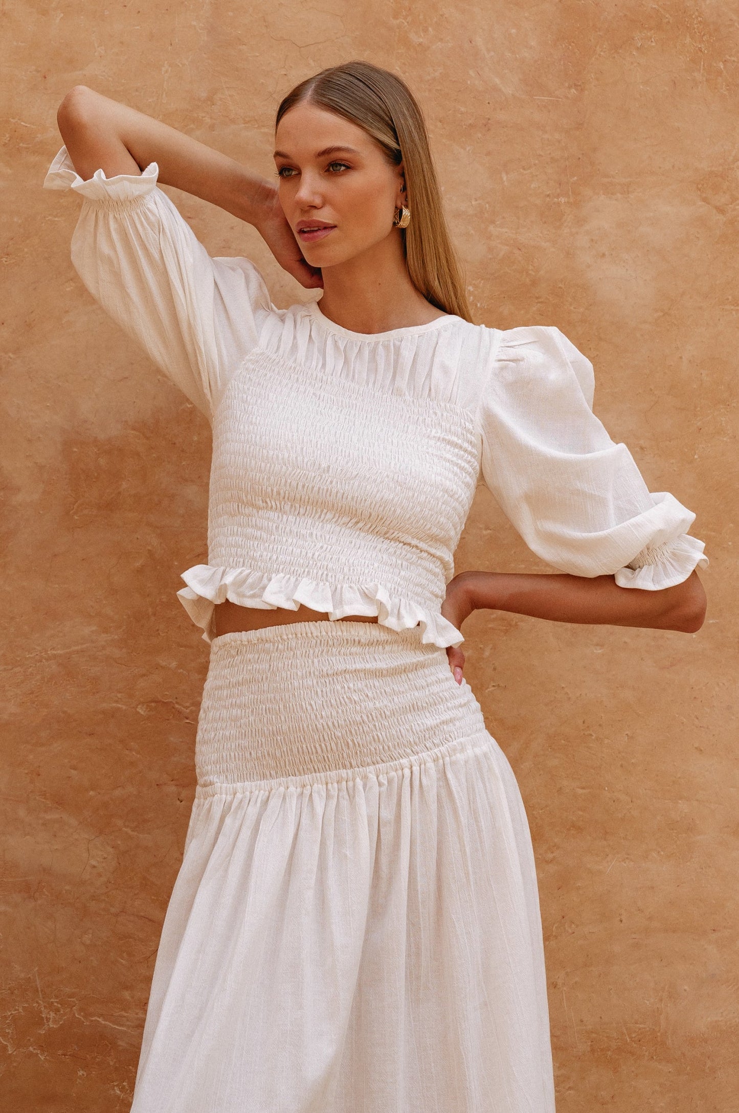 Josie Smocked Linen Top