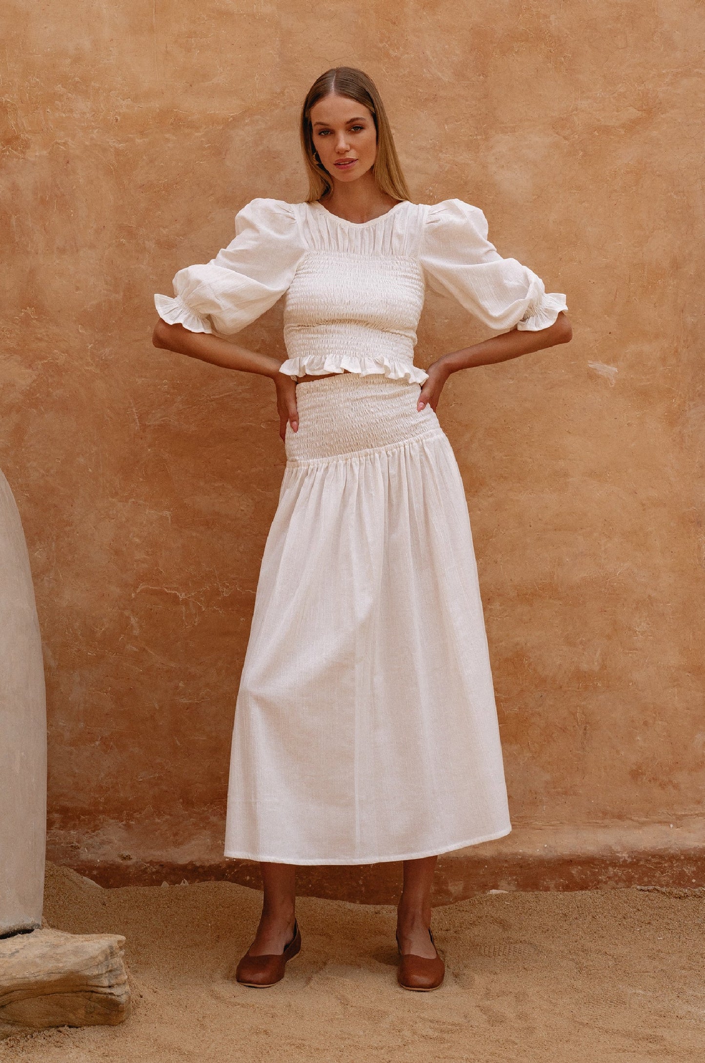 Josie Smocked Linen Top