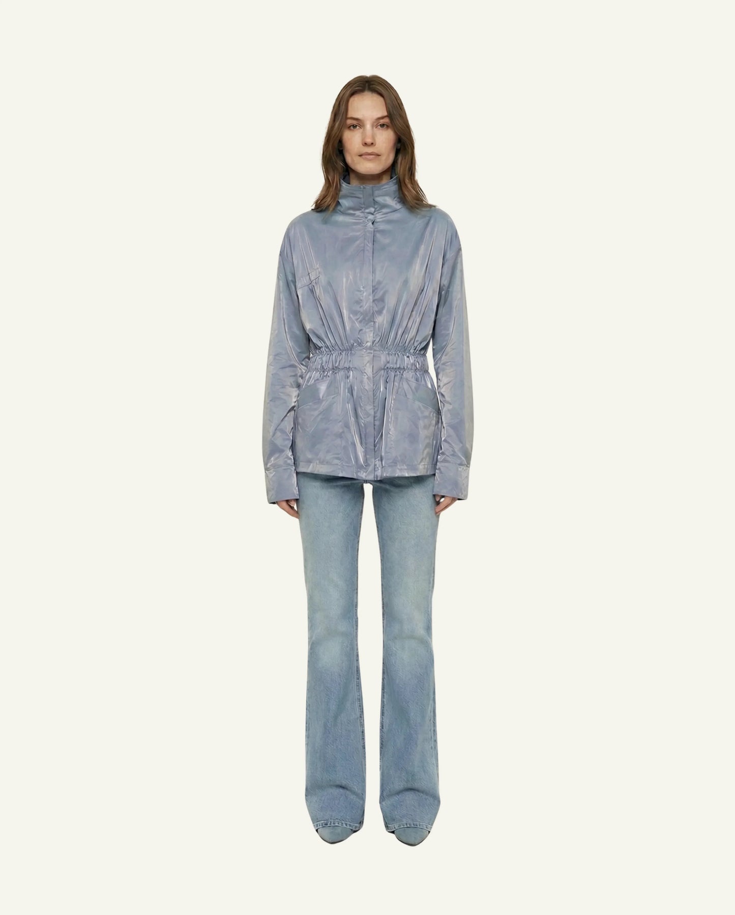 Hazel Cotton Windbreaker – Light Blue
