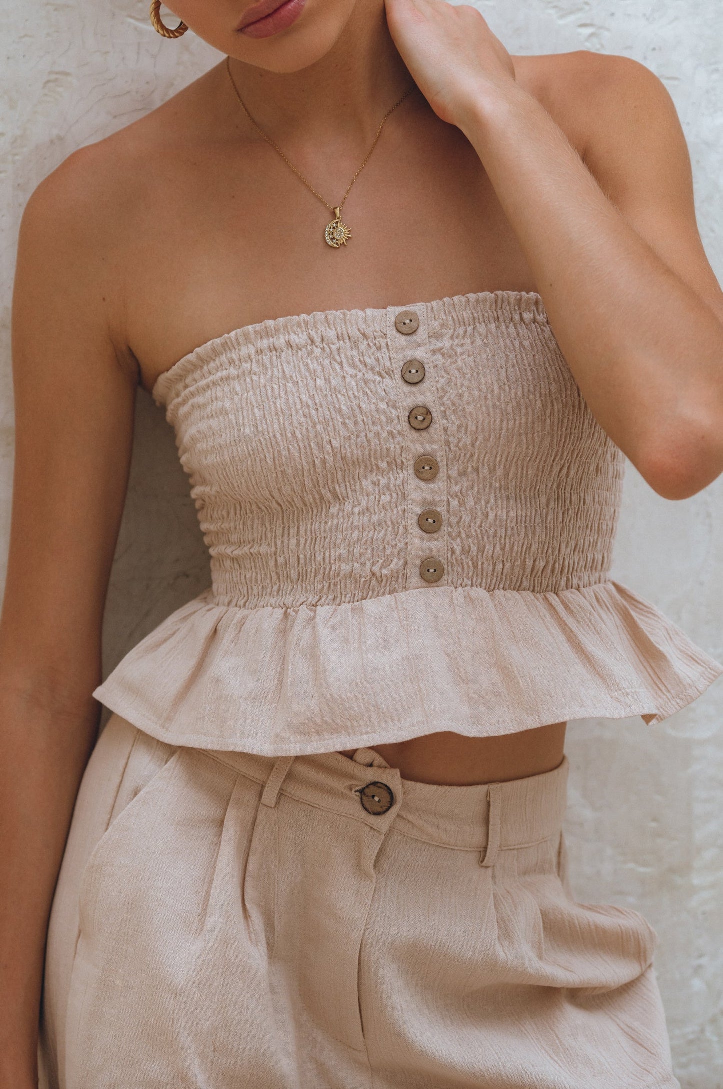 Leila Smocked Linen Top