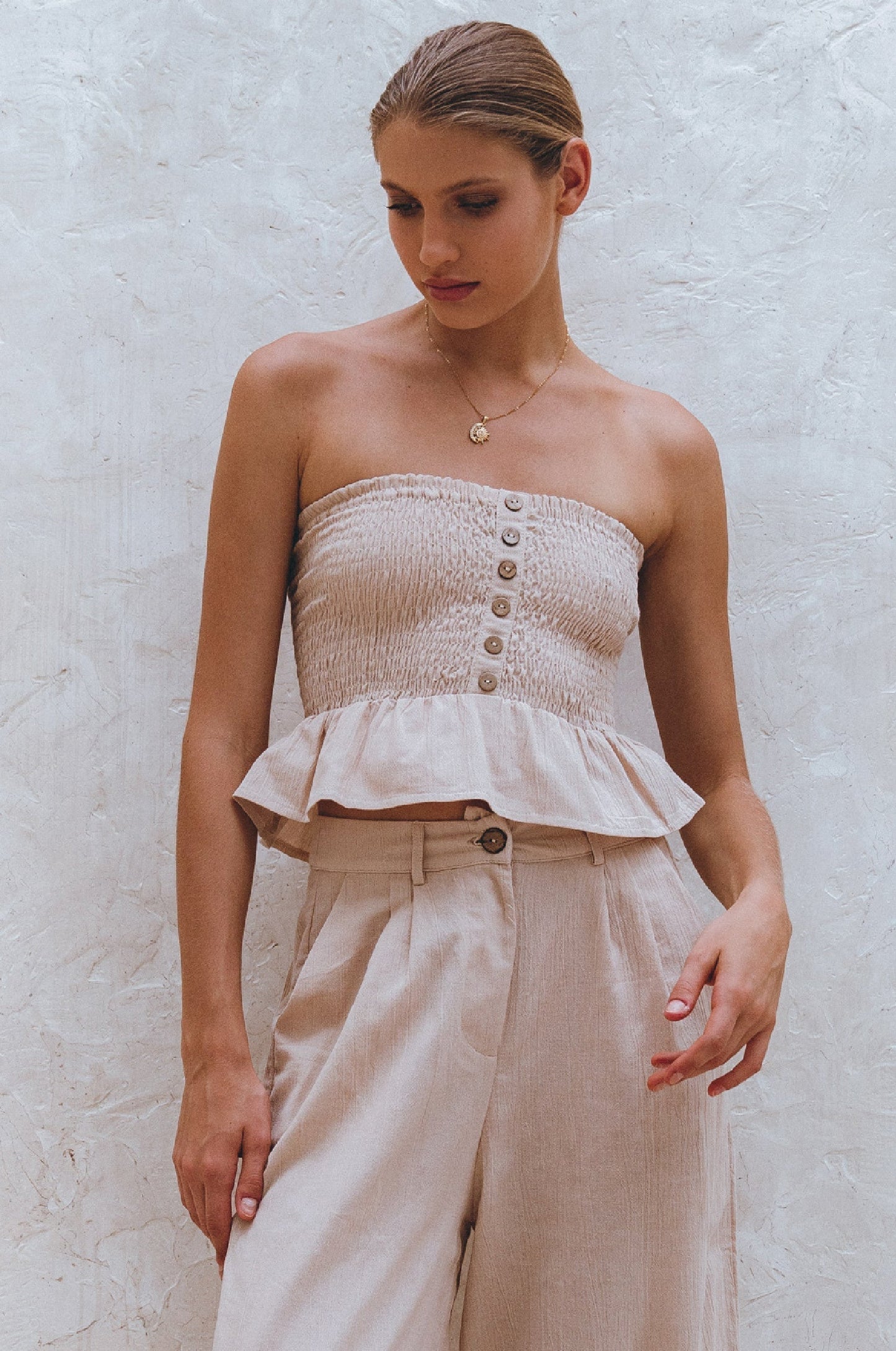 Leila Smocked Linen Top