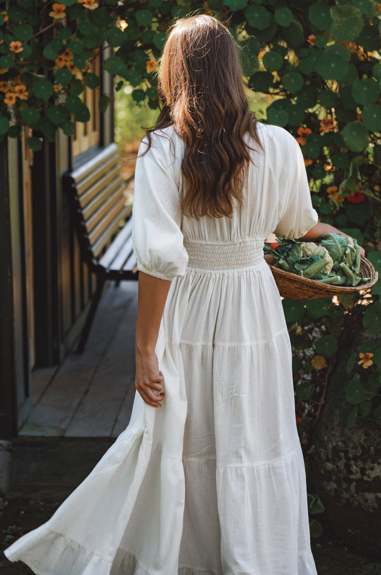 Drusilla Smocked Linen Maxi Dress