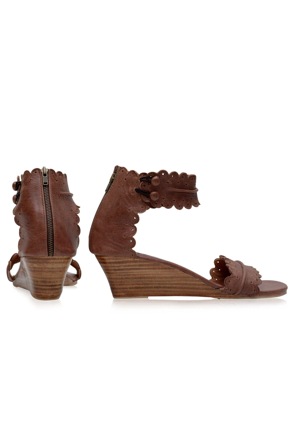 Jessamine Wooden Wedge Leather Sandals
