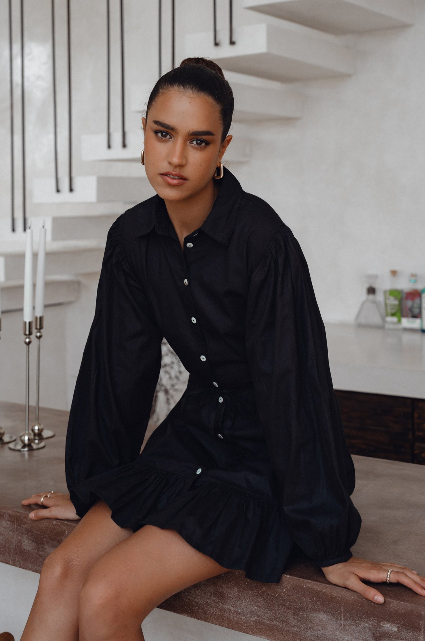 Cosima Button-Down Cotton Mini Dress