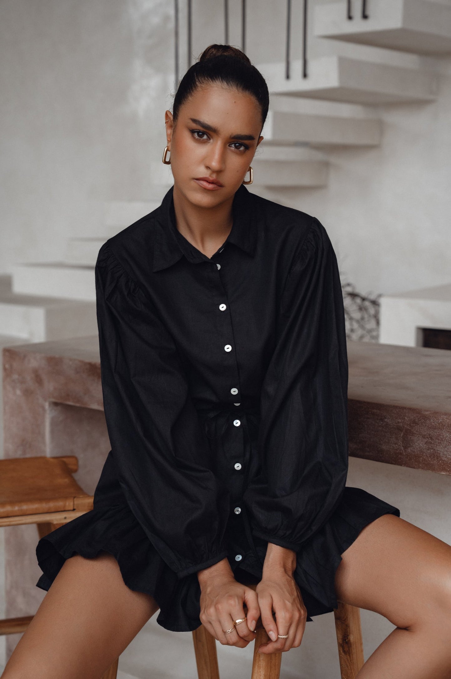 Cosima Button-Down Cotton Mini Dress