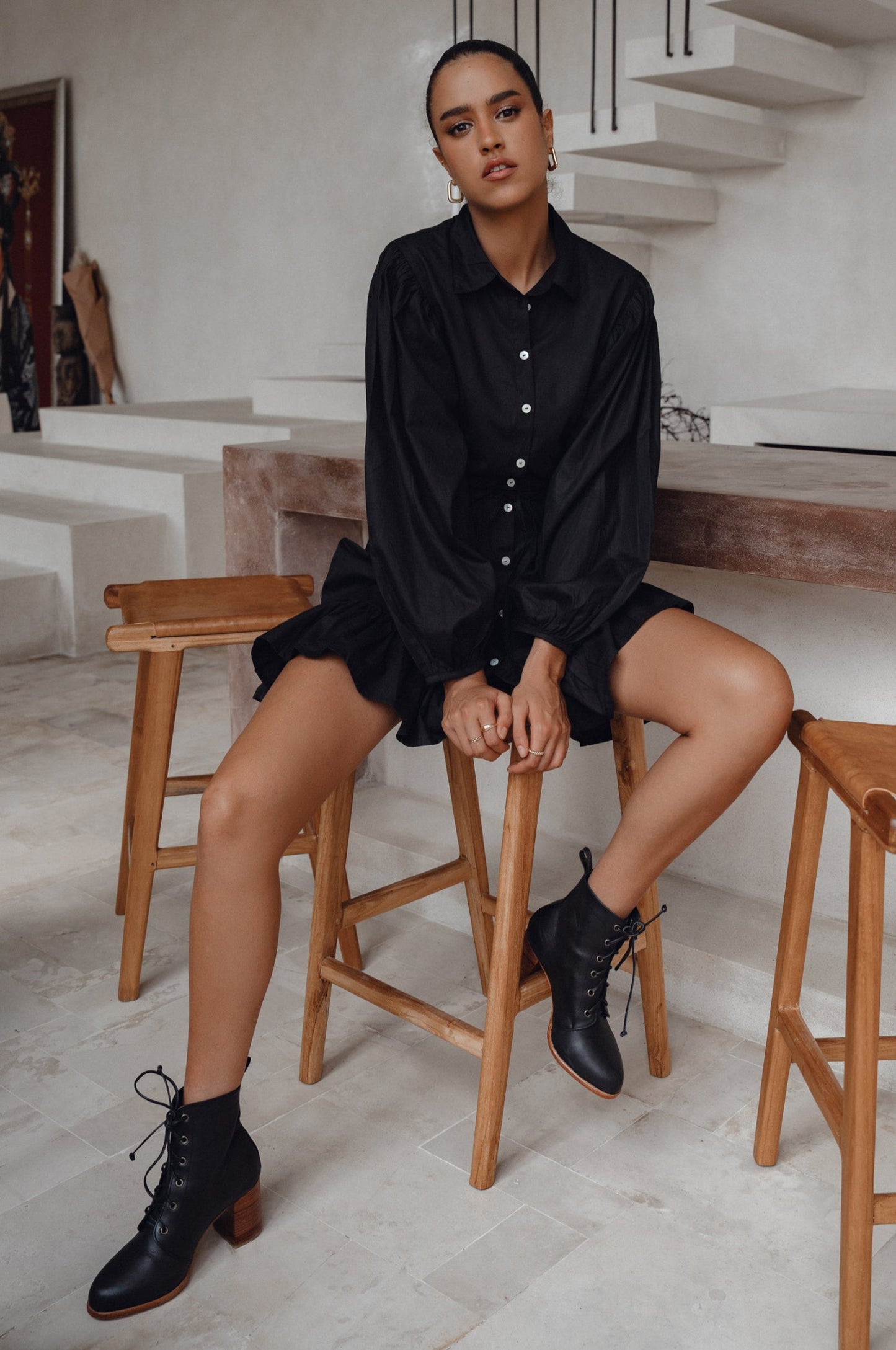 Cosima Button-Down Cotton Mini Dress
