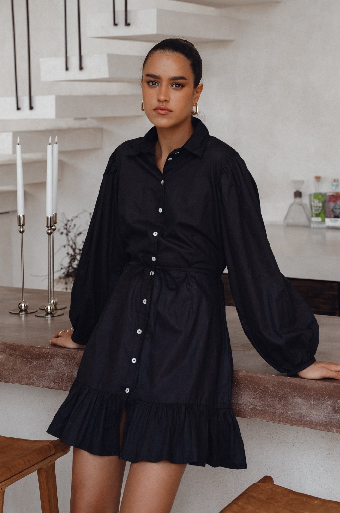 Cosima Button-Down Cotton Mini Dress