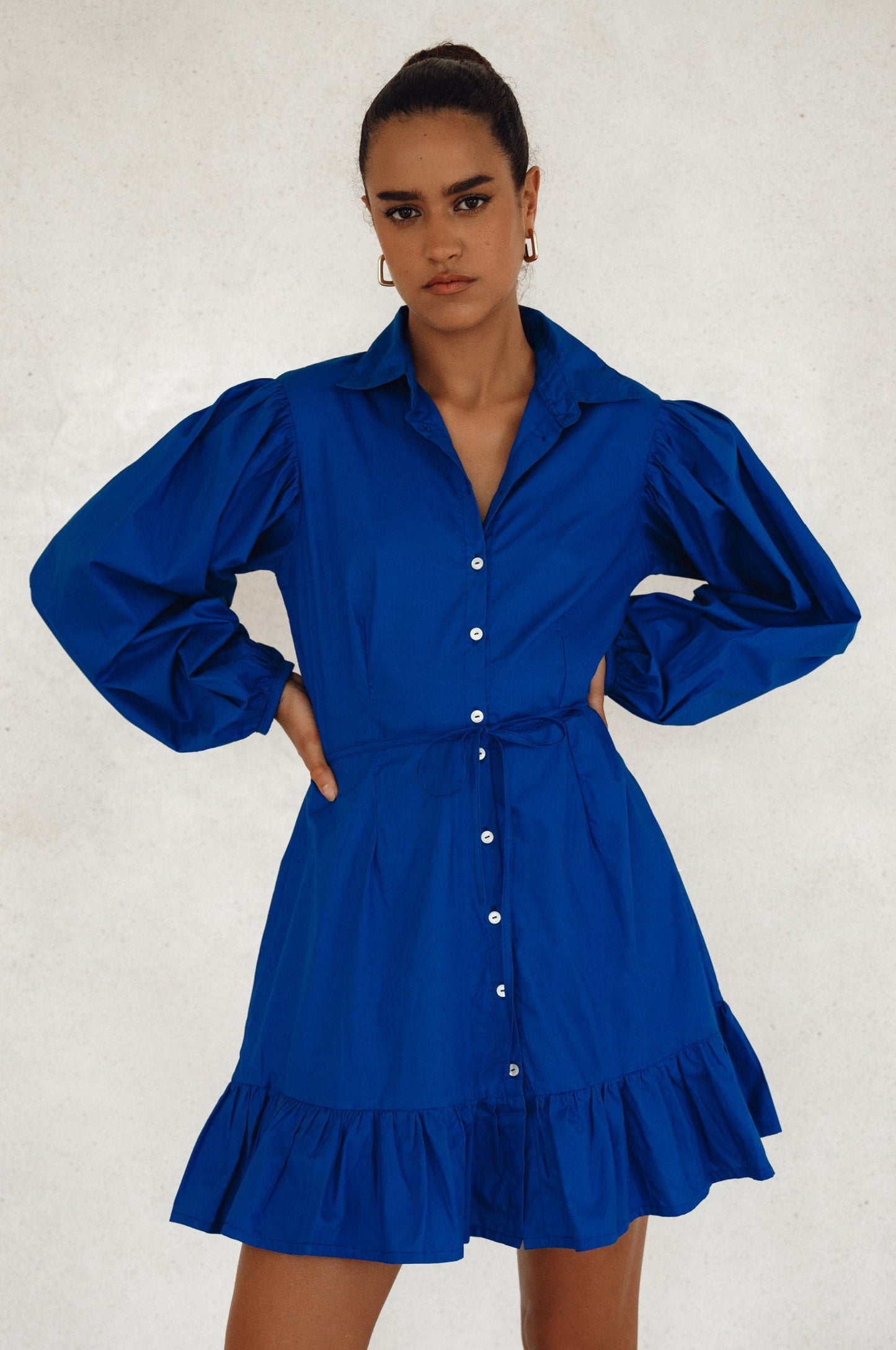 Cosima Button-Down Cotton Mini Dress