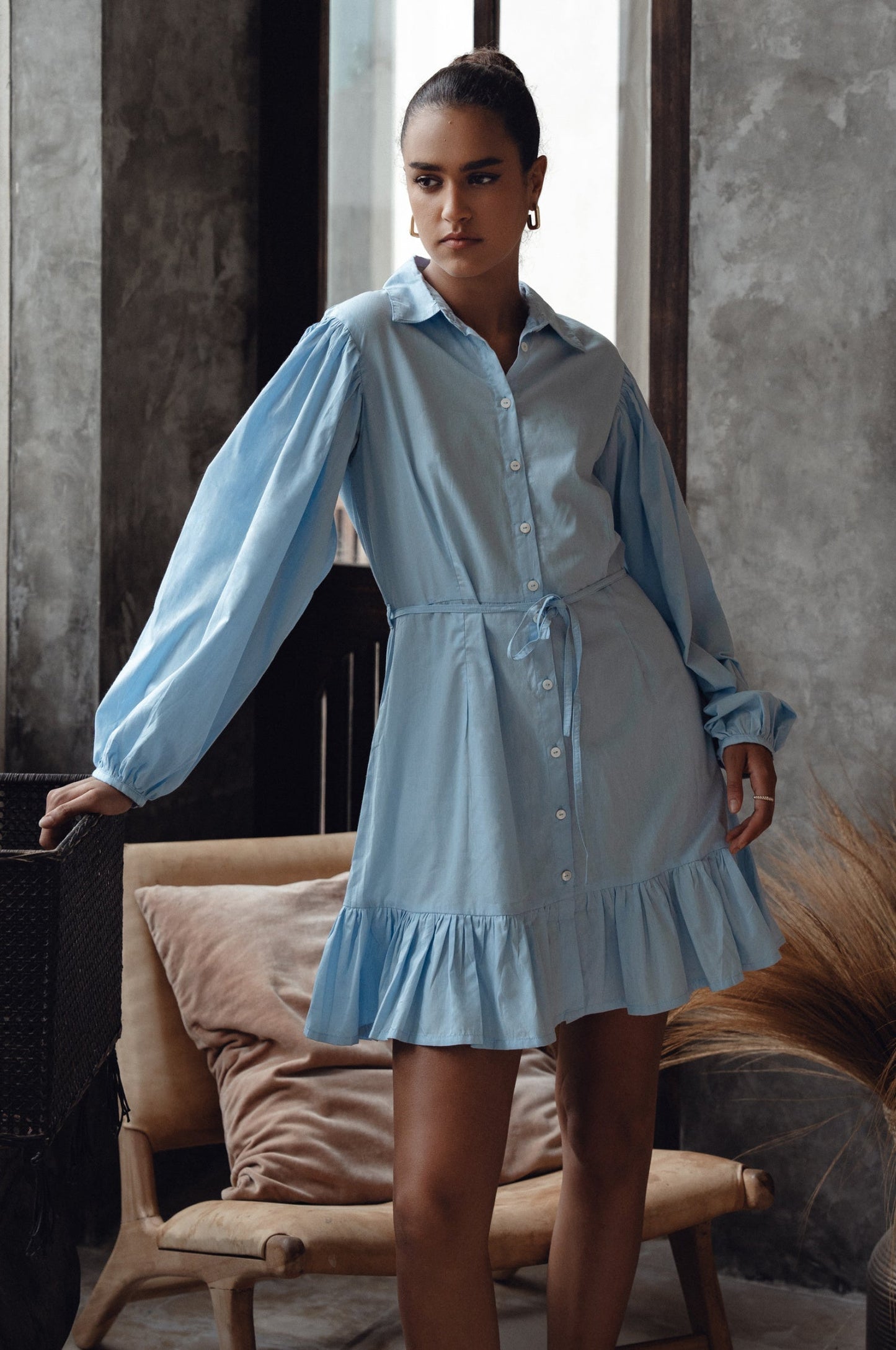 Cosima Button-Down Cotton Mini Dress