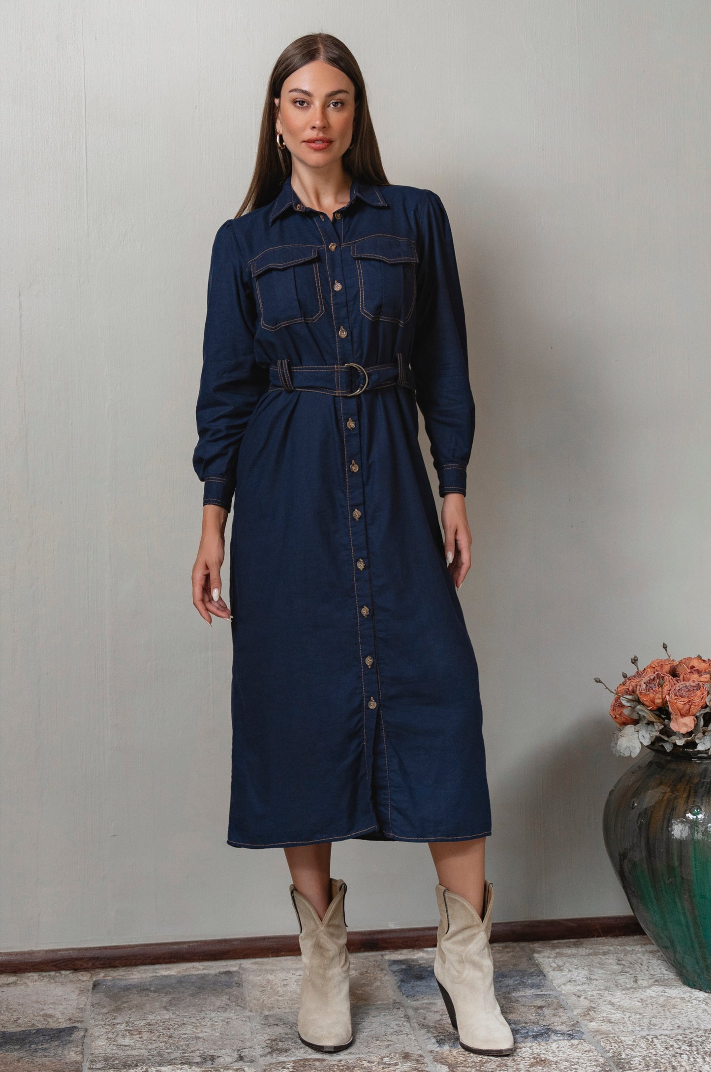 Marcia Belted Linen Shirt Dress